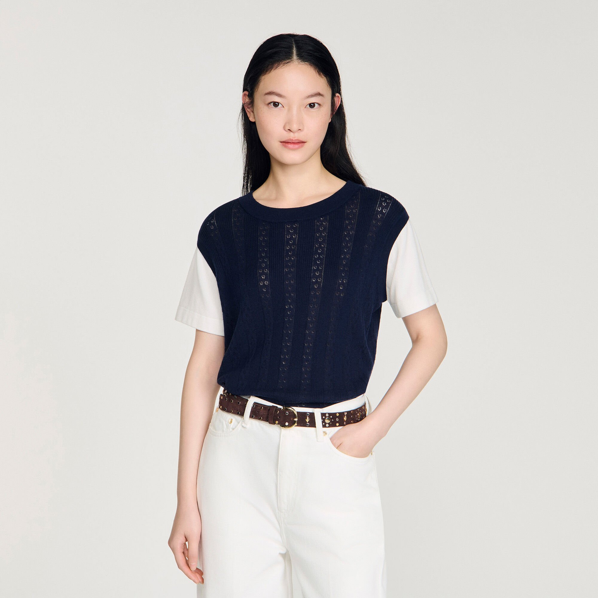 Pointelle knit sweater