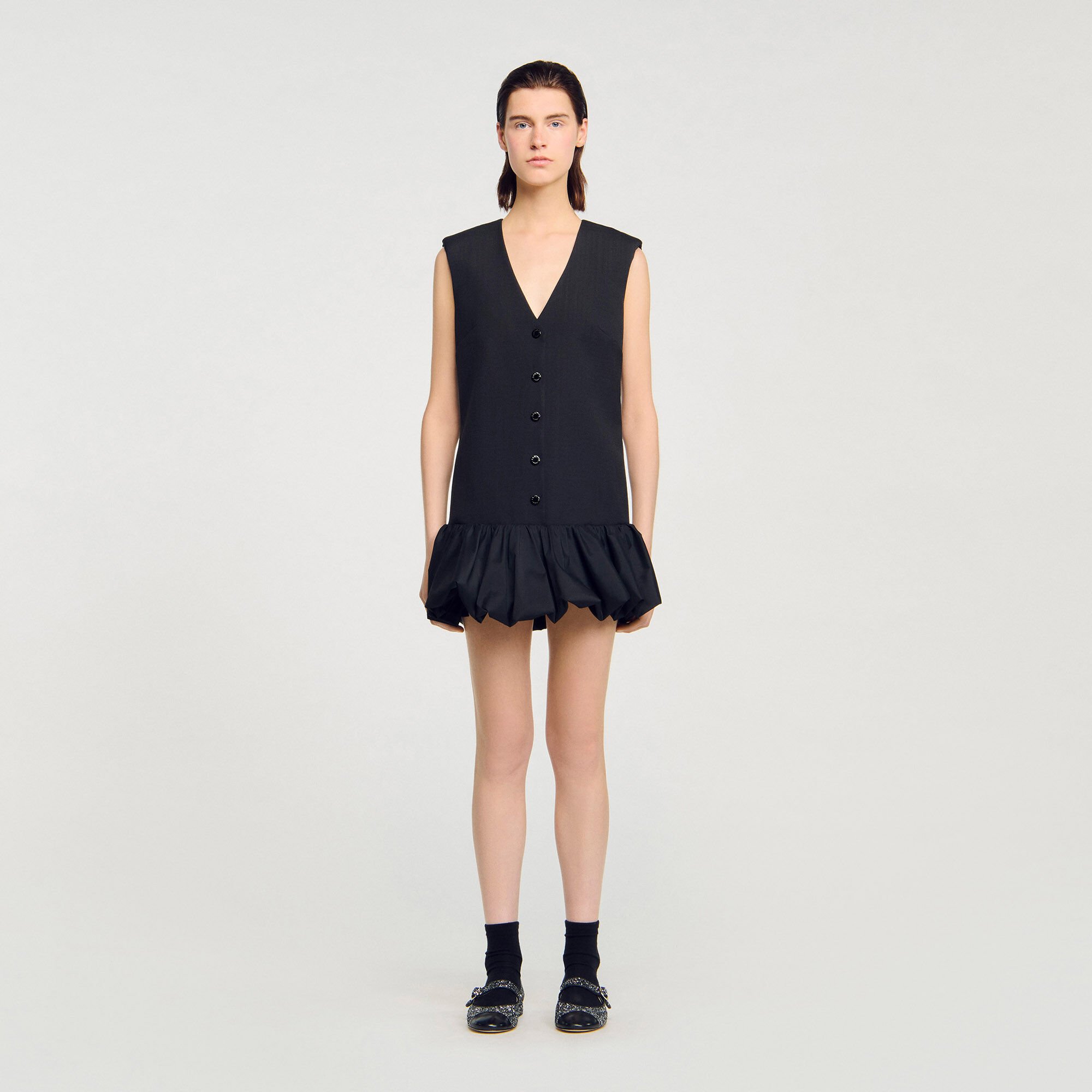 Mini tailored dress with ruffle