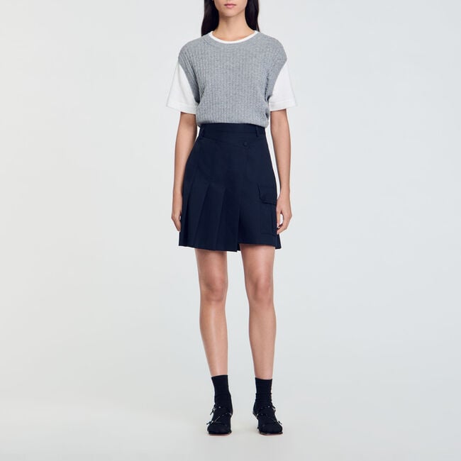 Dual-Material Knit Sweater