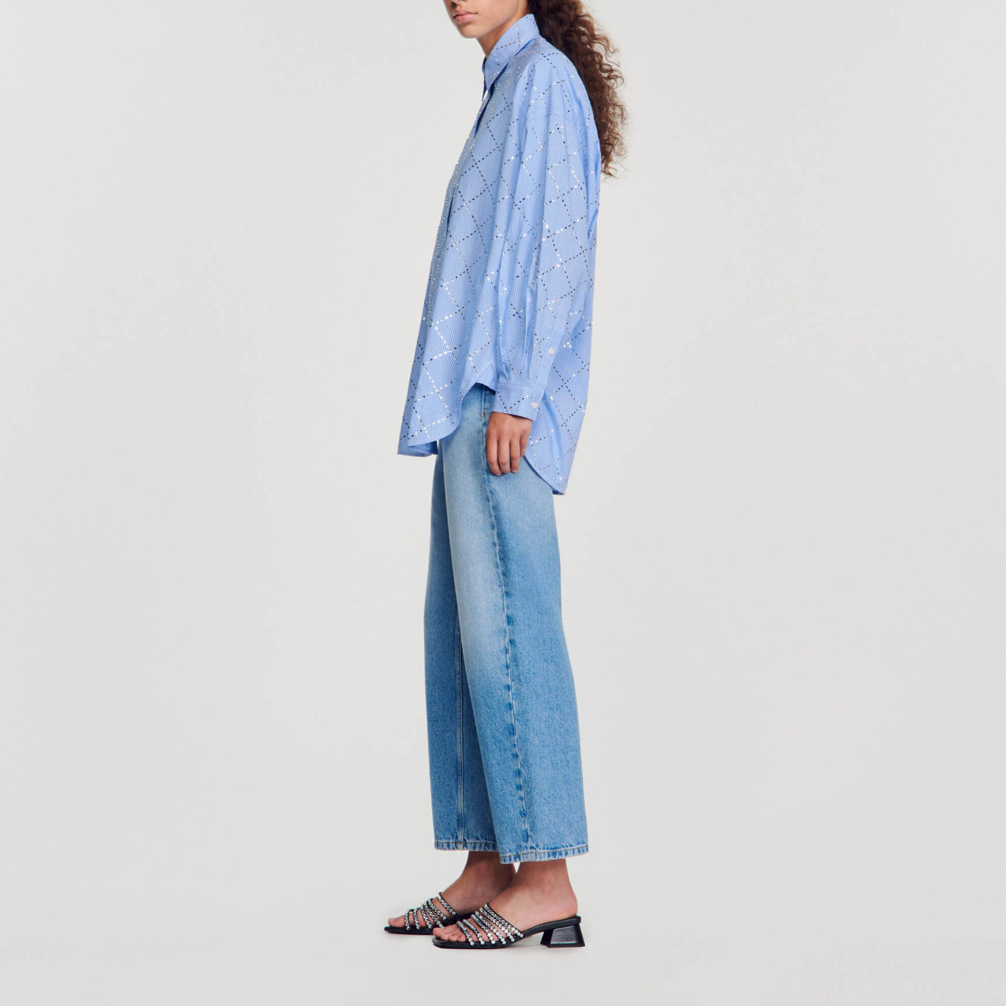 Oversized shirt with rhinestones