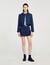 Cropped jacket with leather collar