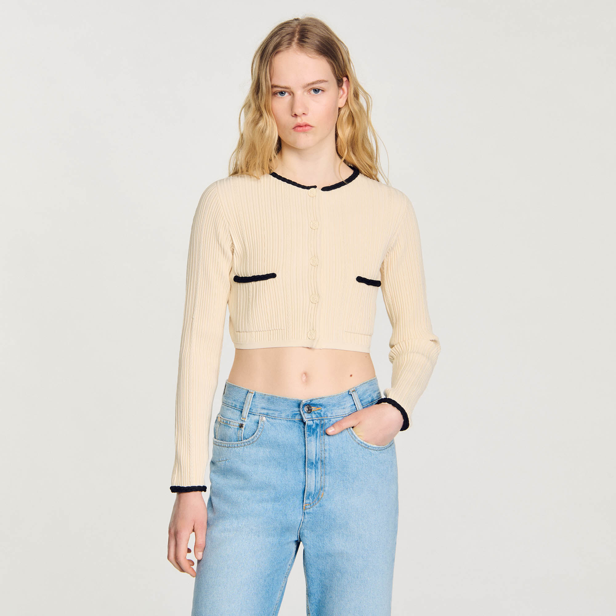 Pointelle knit cardigan