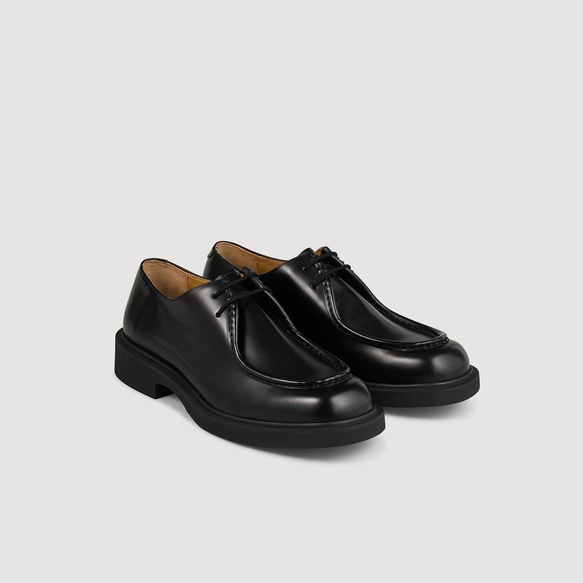 Patent leather derbies