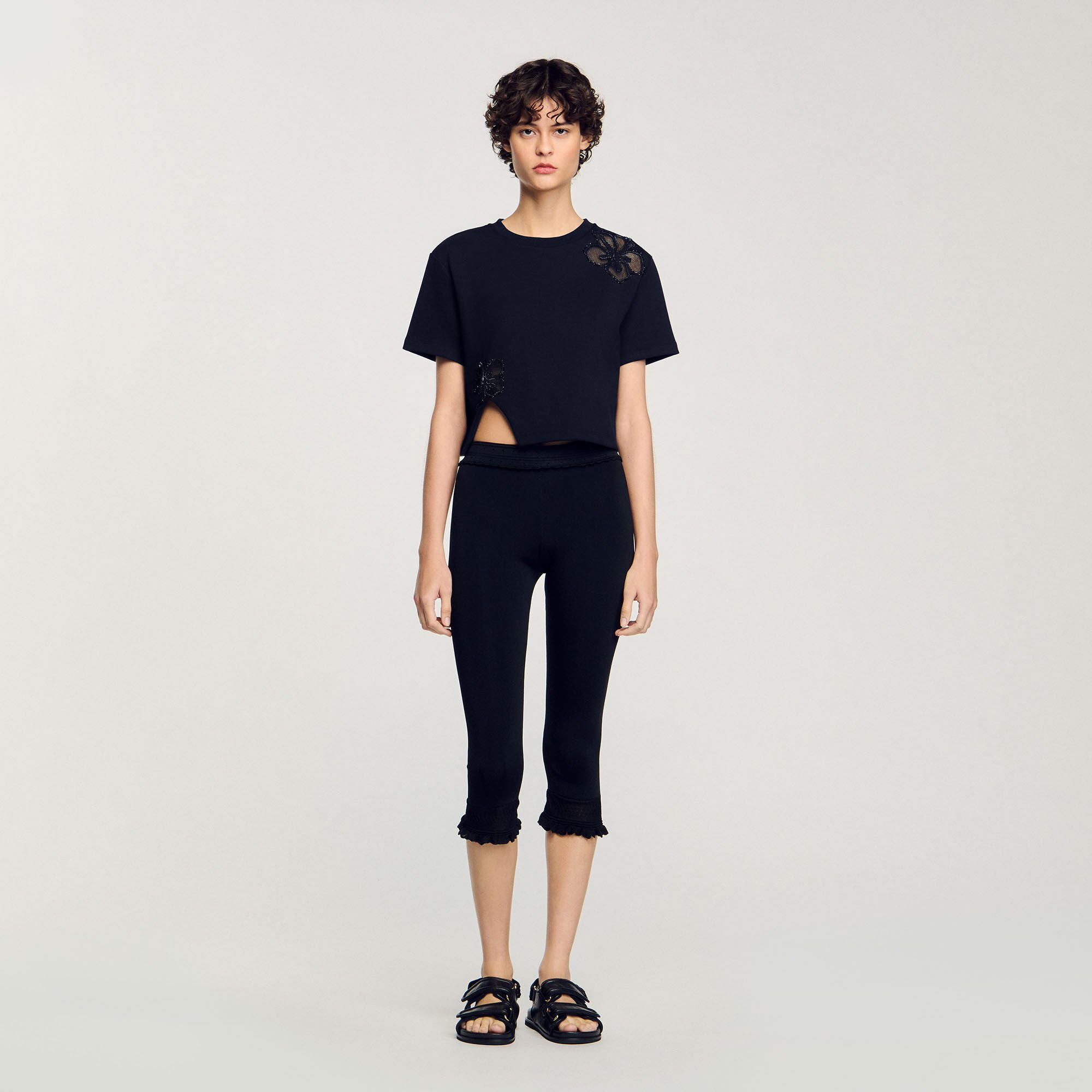 Floral embroidery T-shirt