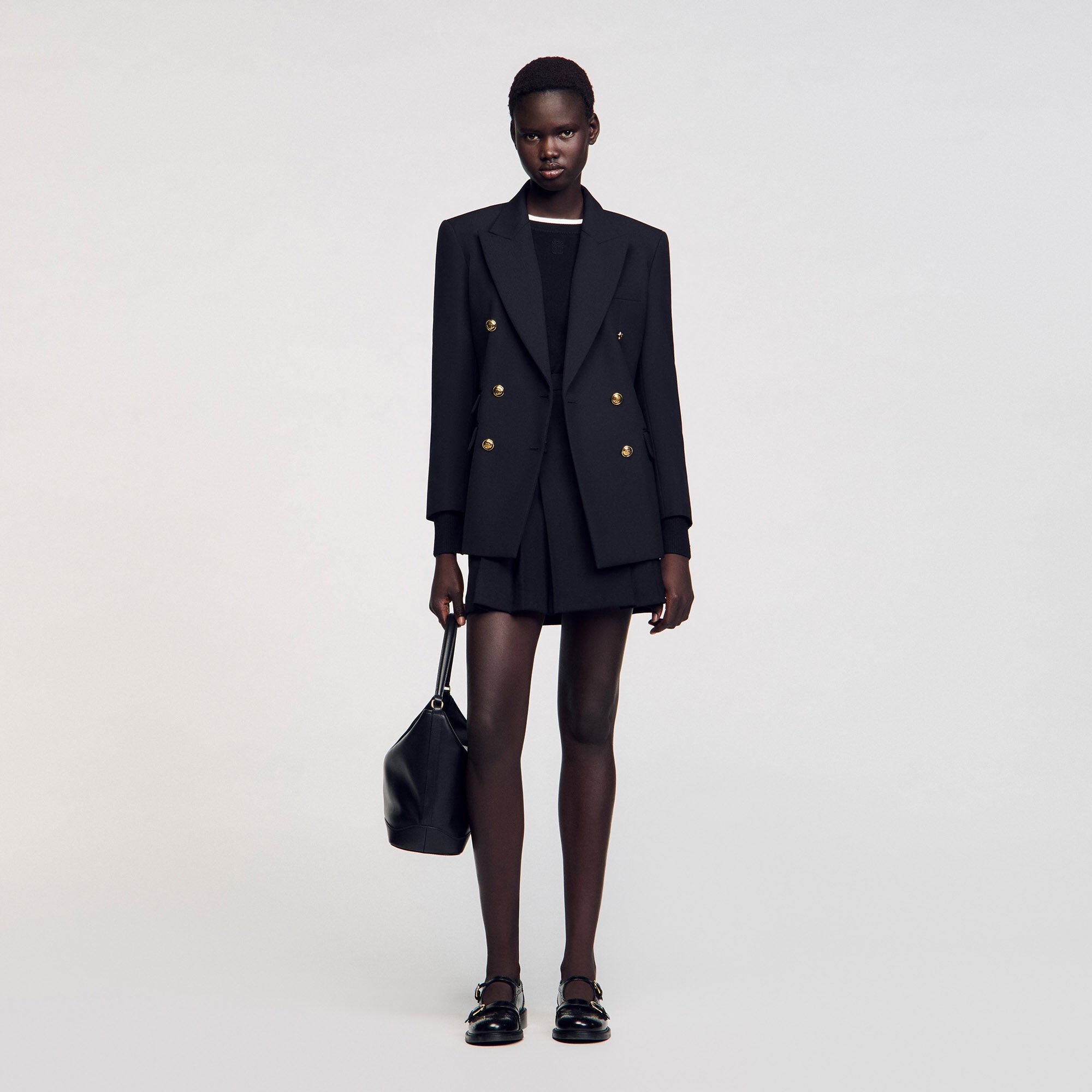 Double-breasted suit jacket black / gray For Women | Sandro