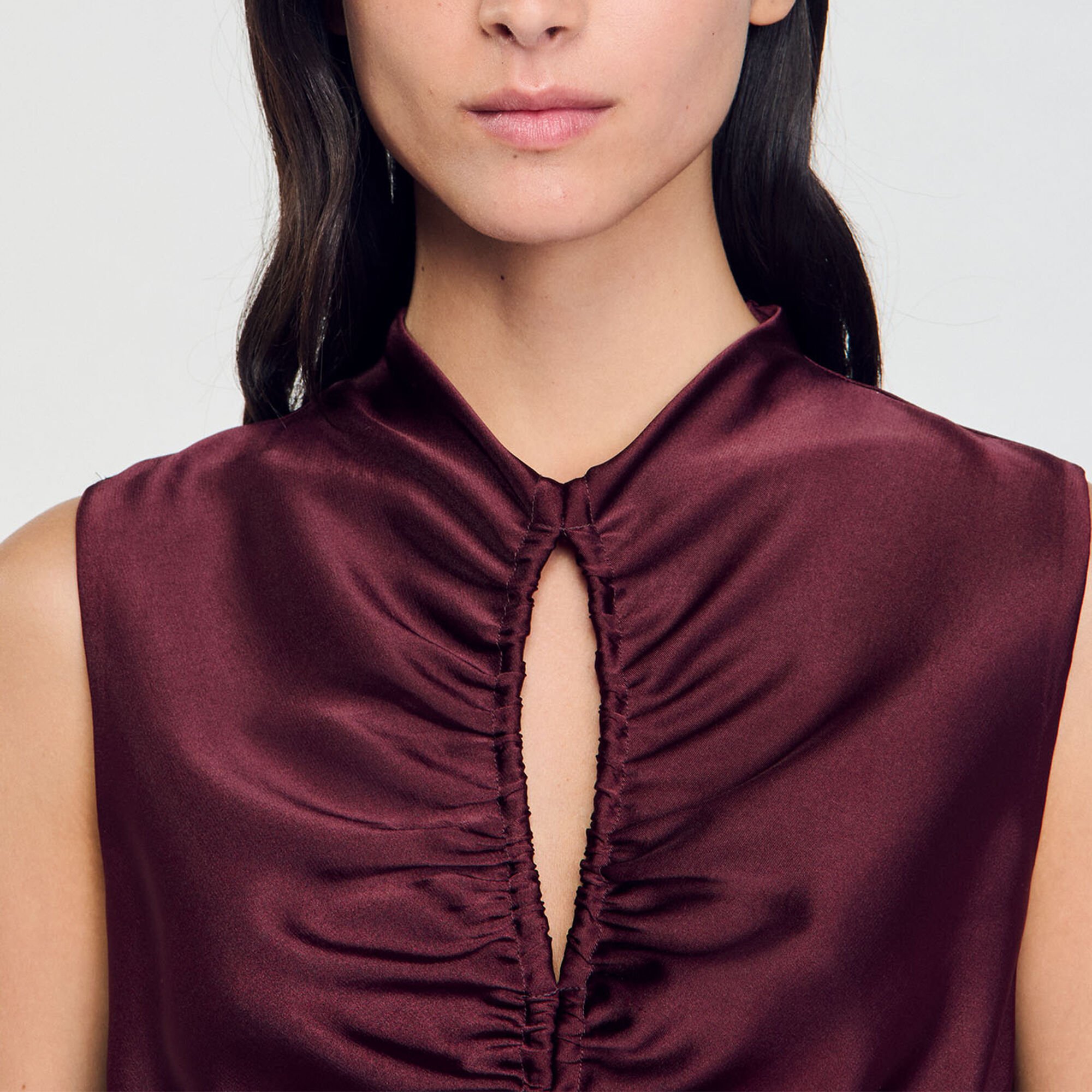 Draped satin-effect dress