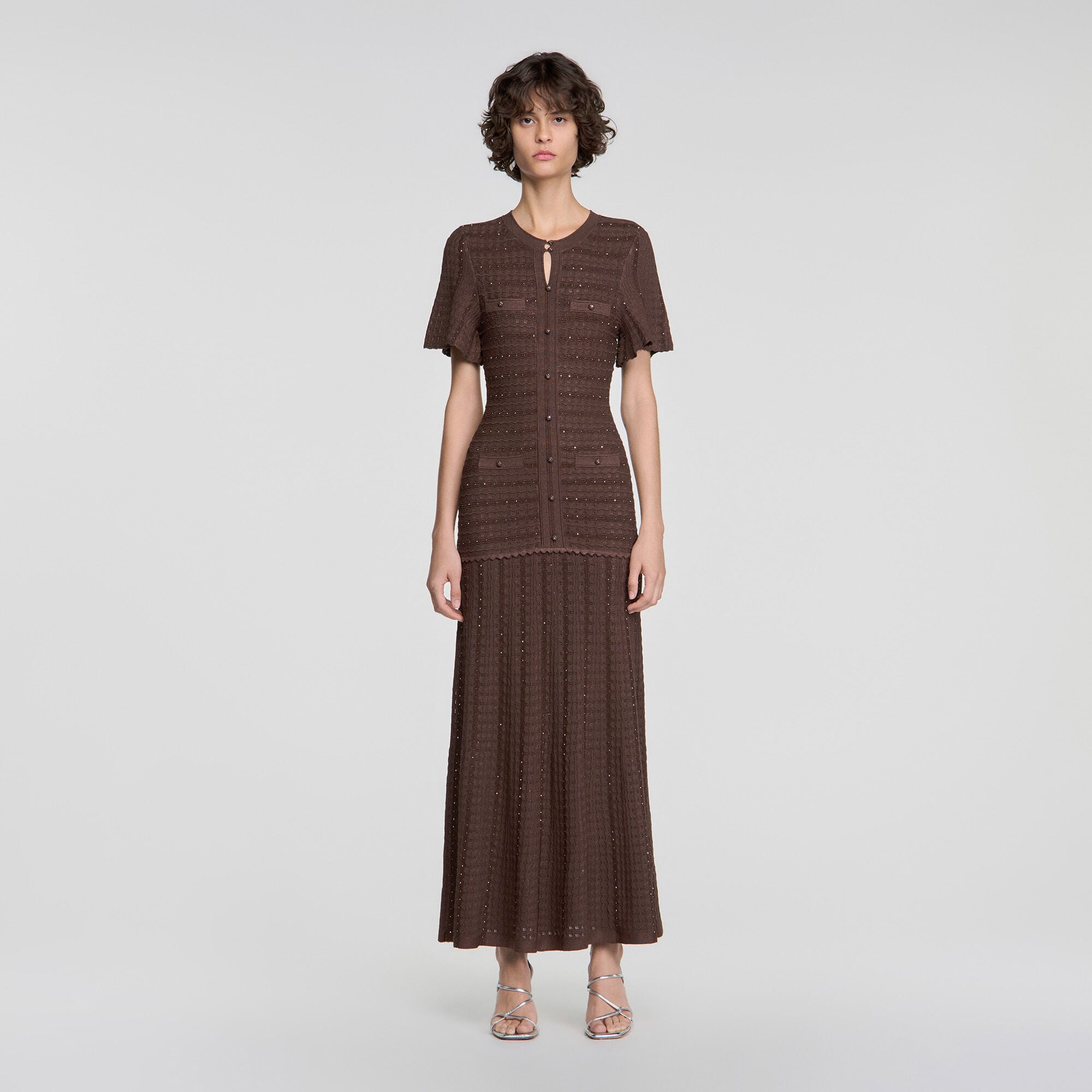 Rhinestone knit maxi dress - Women | Sandro