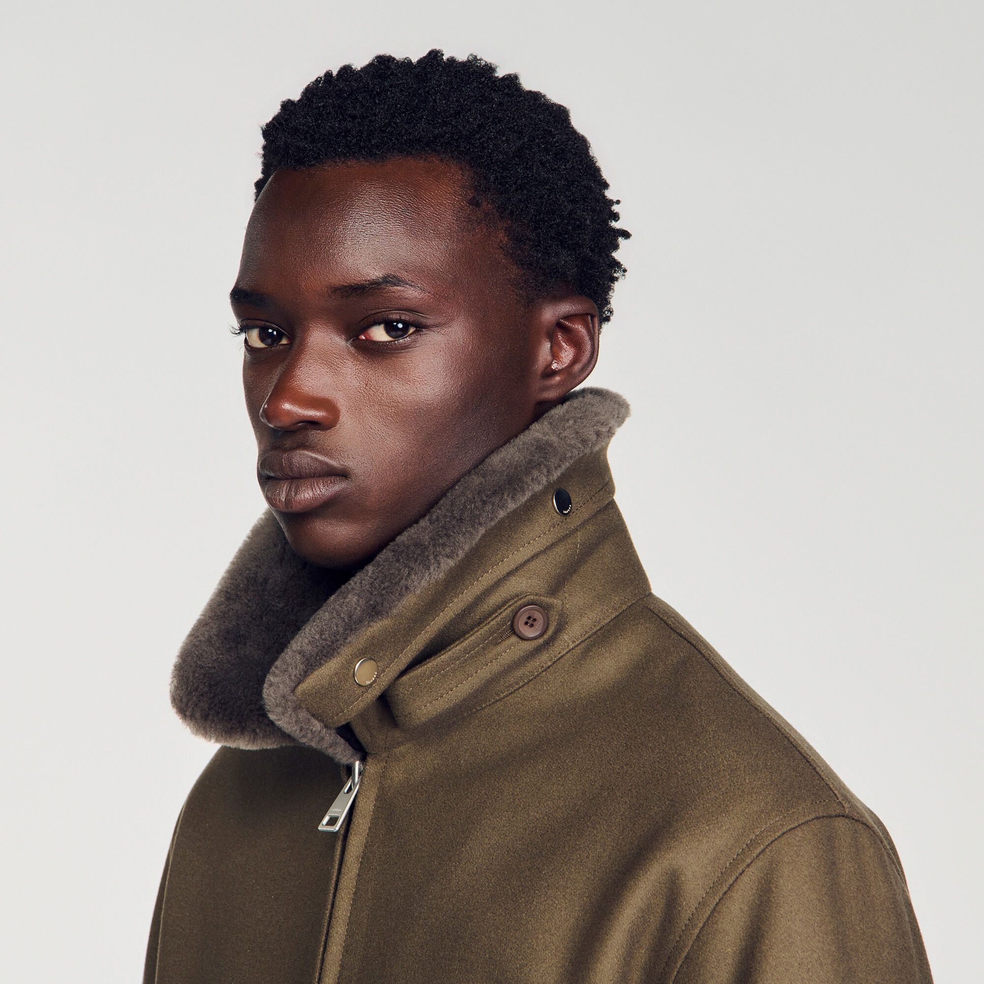 Wool aviator jacket with shearling - Men | Sandro