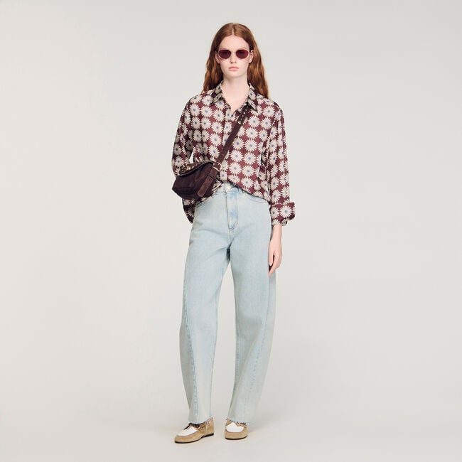 Floral print silk shirt