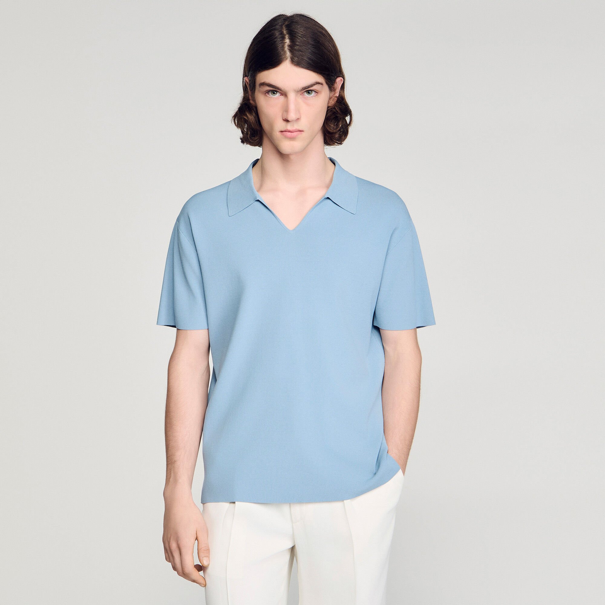 Stretch knit polo shirt