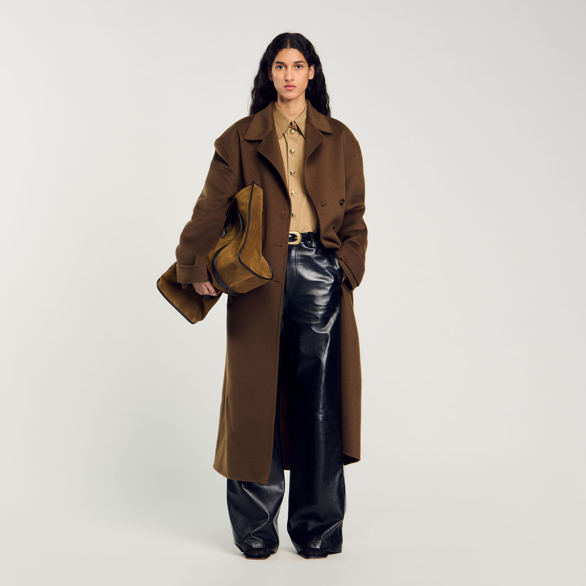 Flared leather trousers