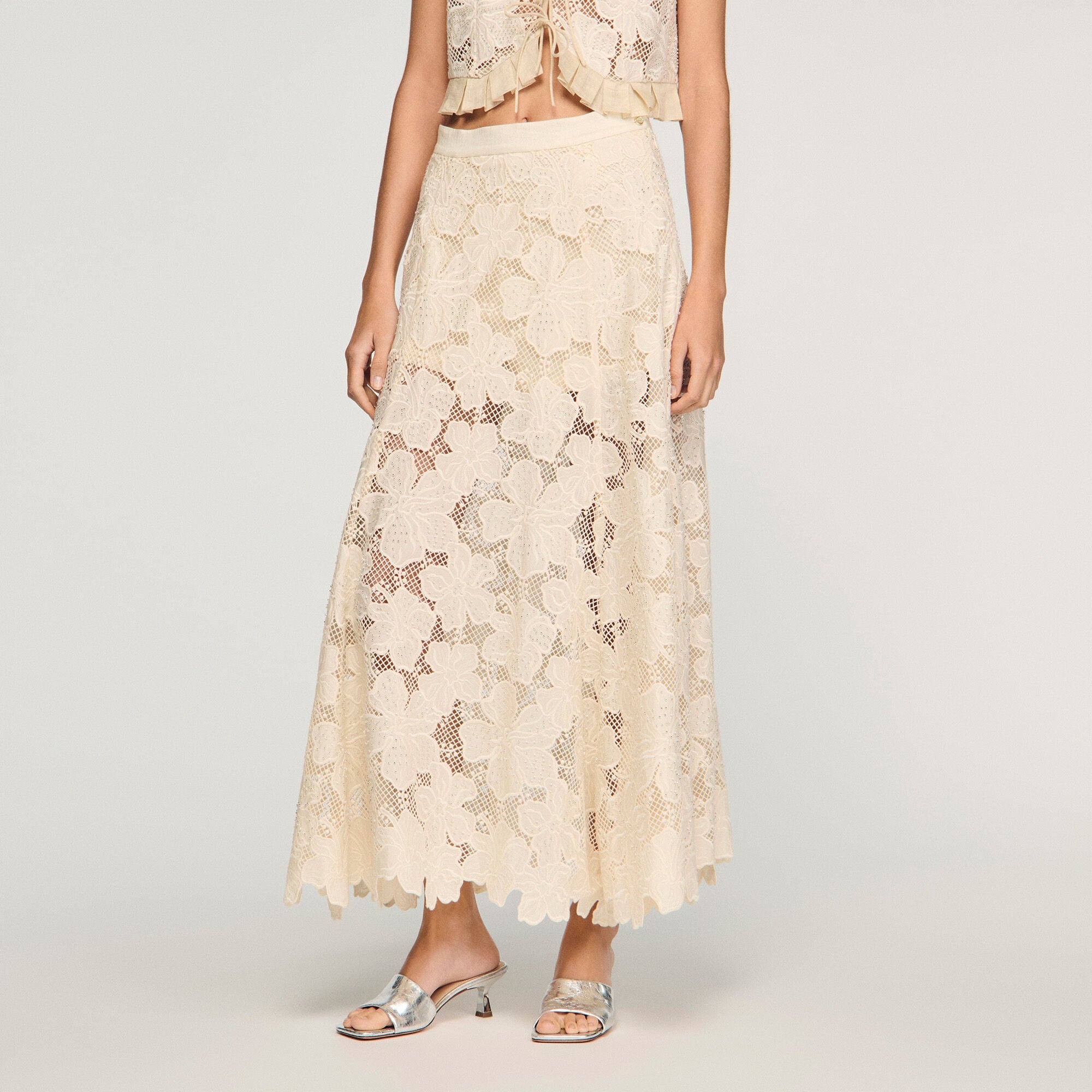 Maxi guipure skirt