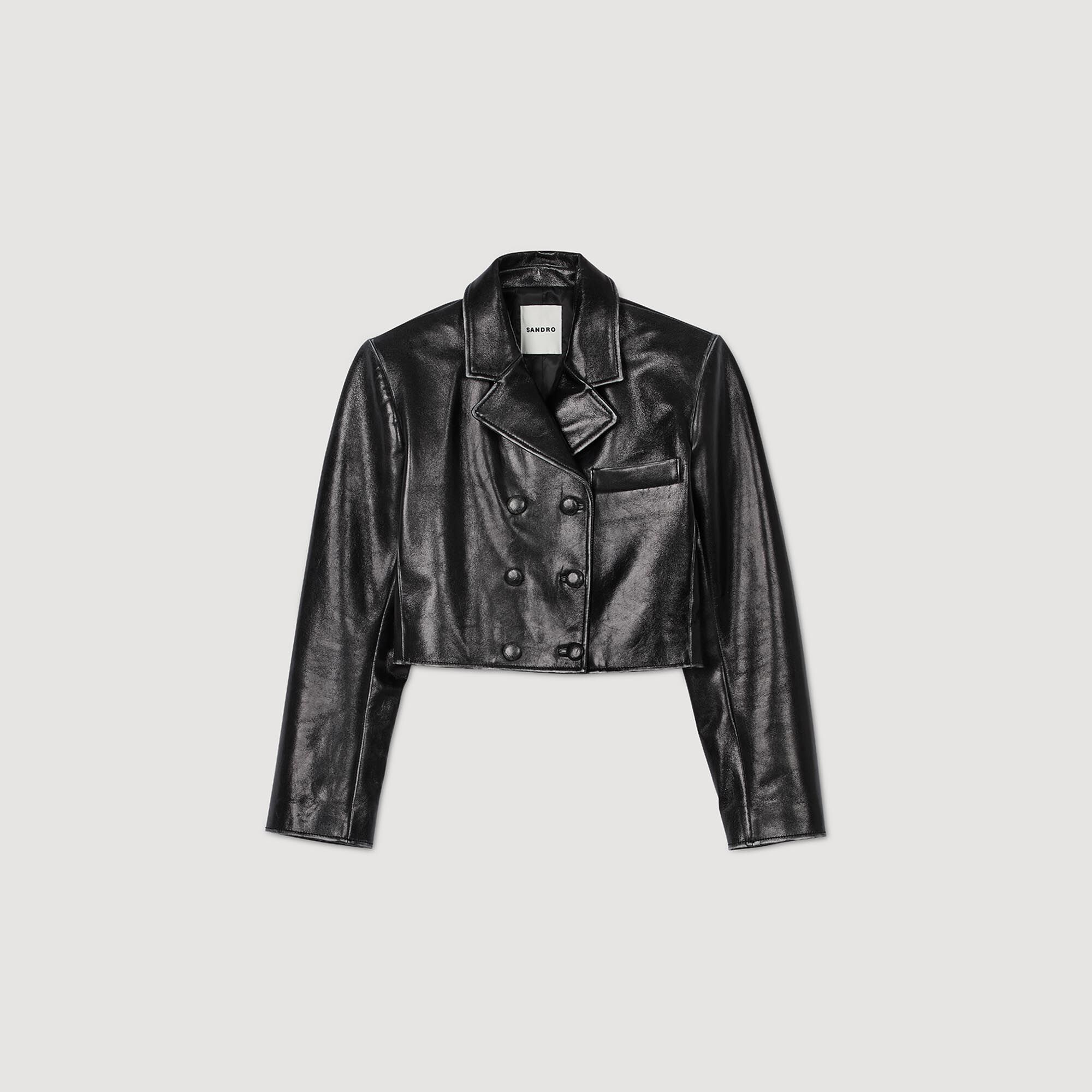 Cropped leather jacket