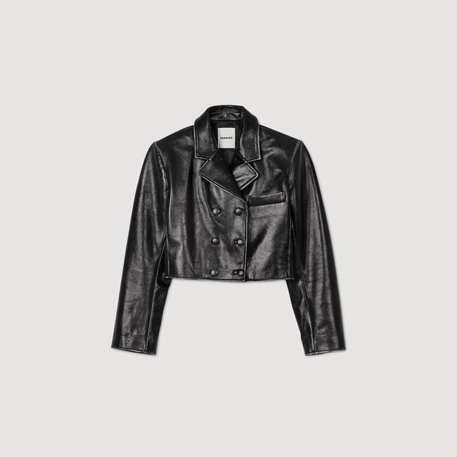 Cropped leather jacket