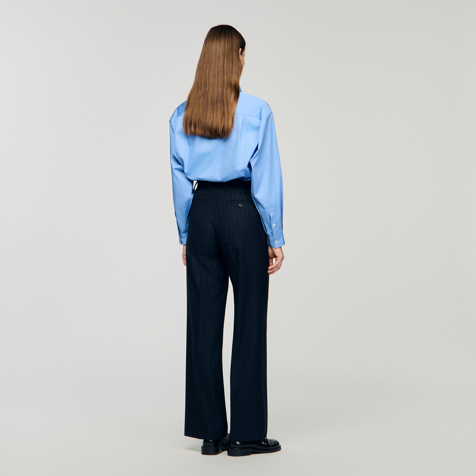 Rhinestone striped trousers