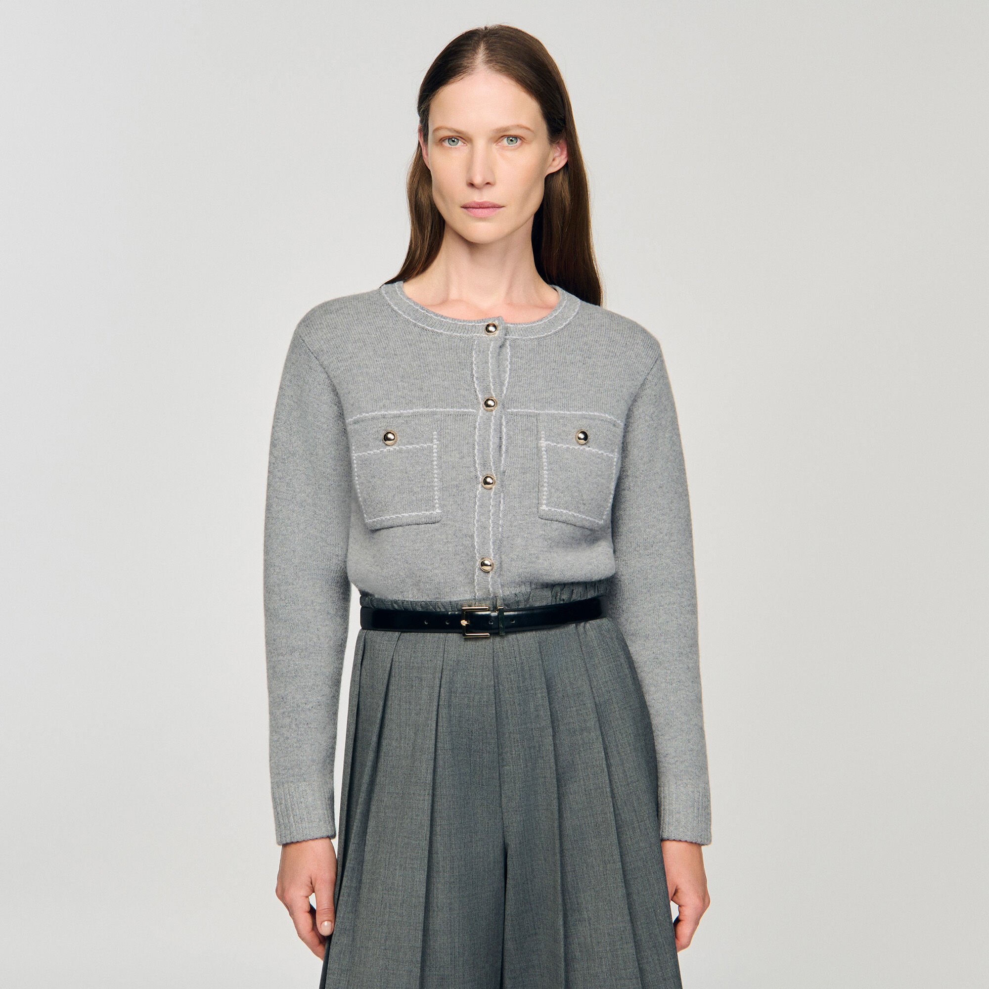 Cardigan with contrast stitching