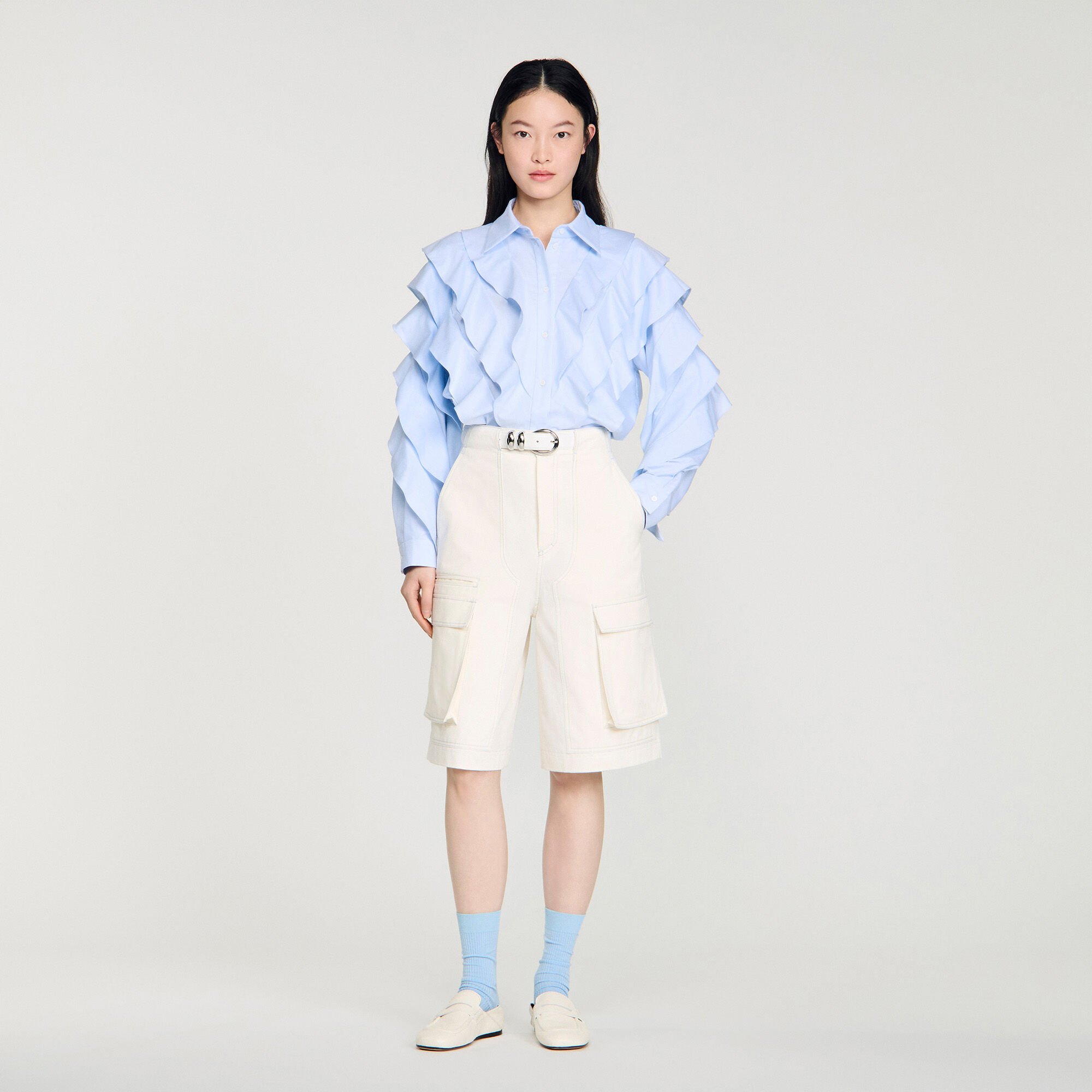 Ruffled cotton shirt