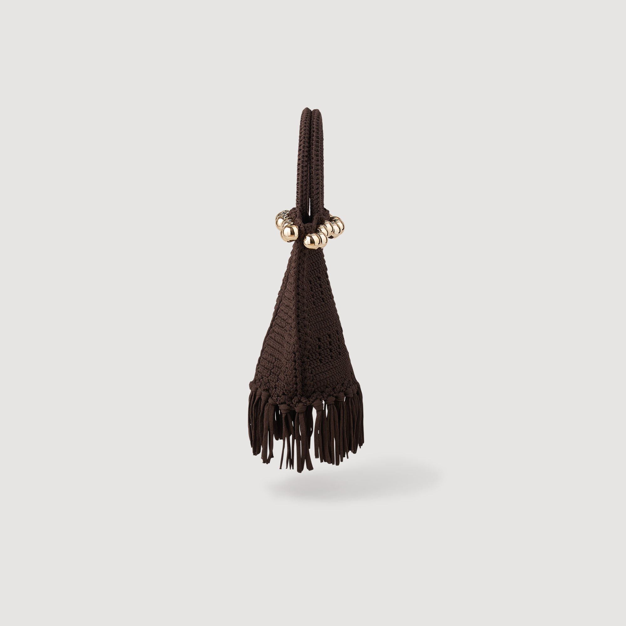 Small beaded fringed crochet bag