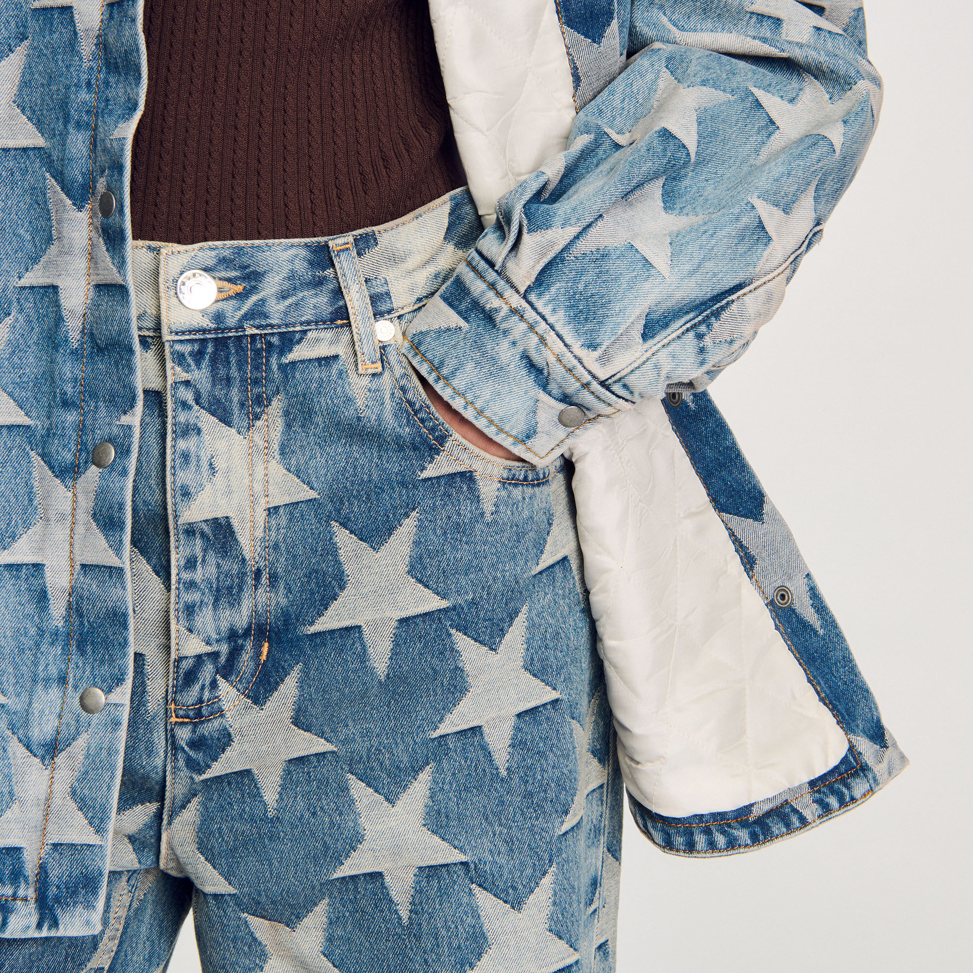 Zip-up jacket blue for Men | Sandro Paris