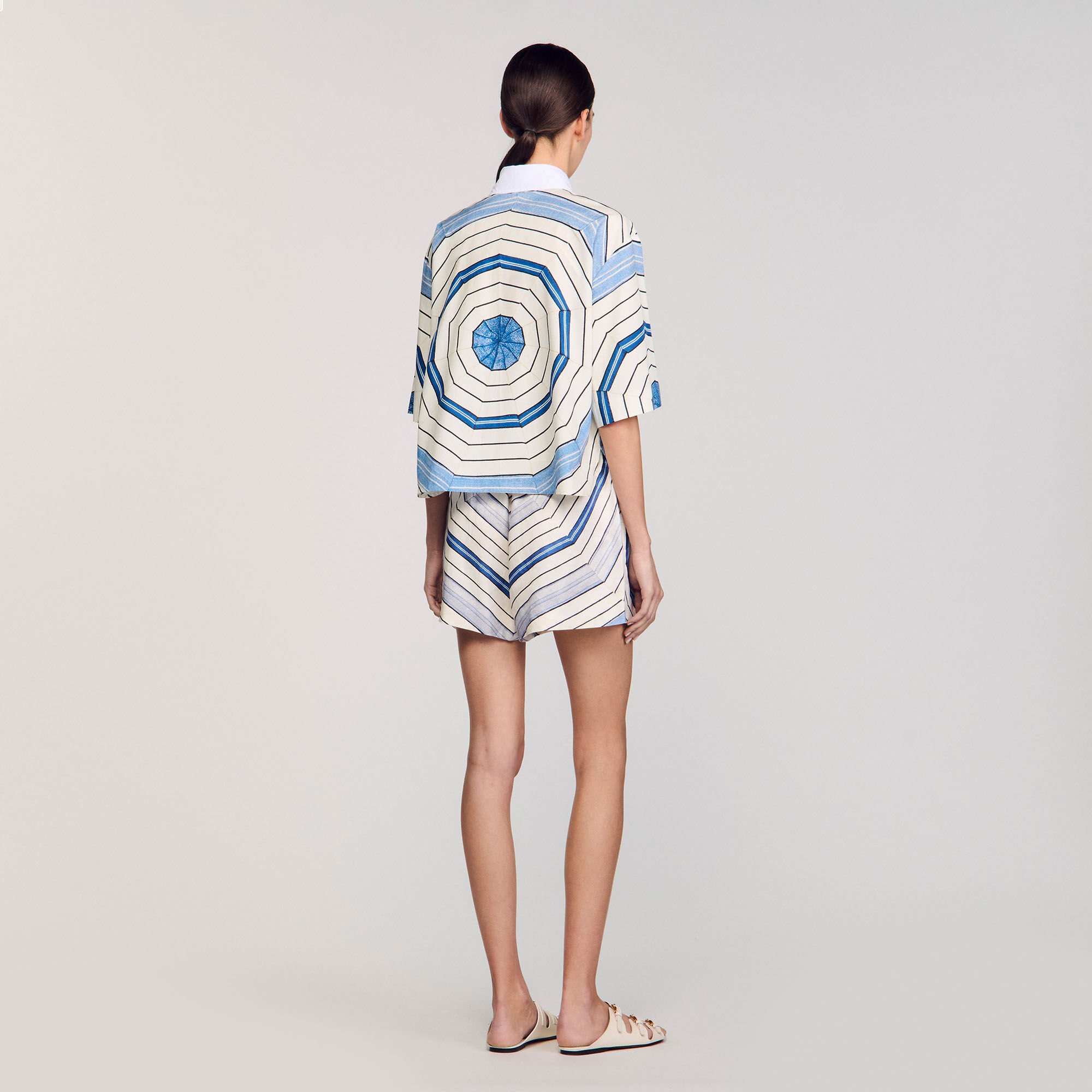 Spiral-motif silk shirt