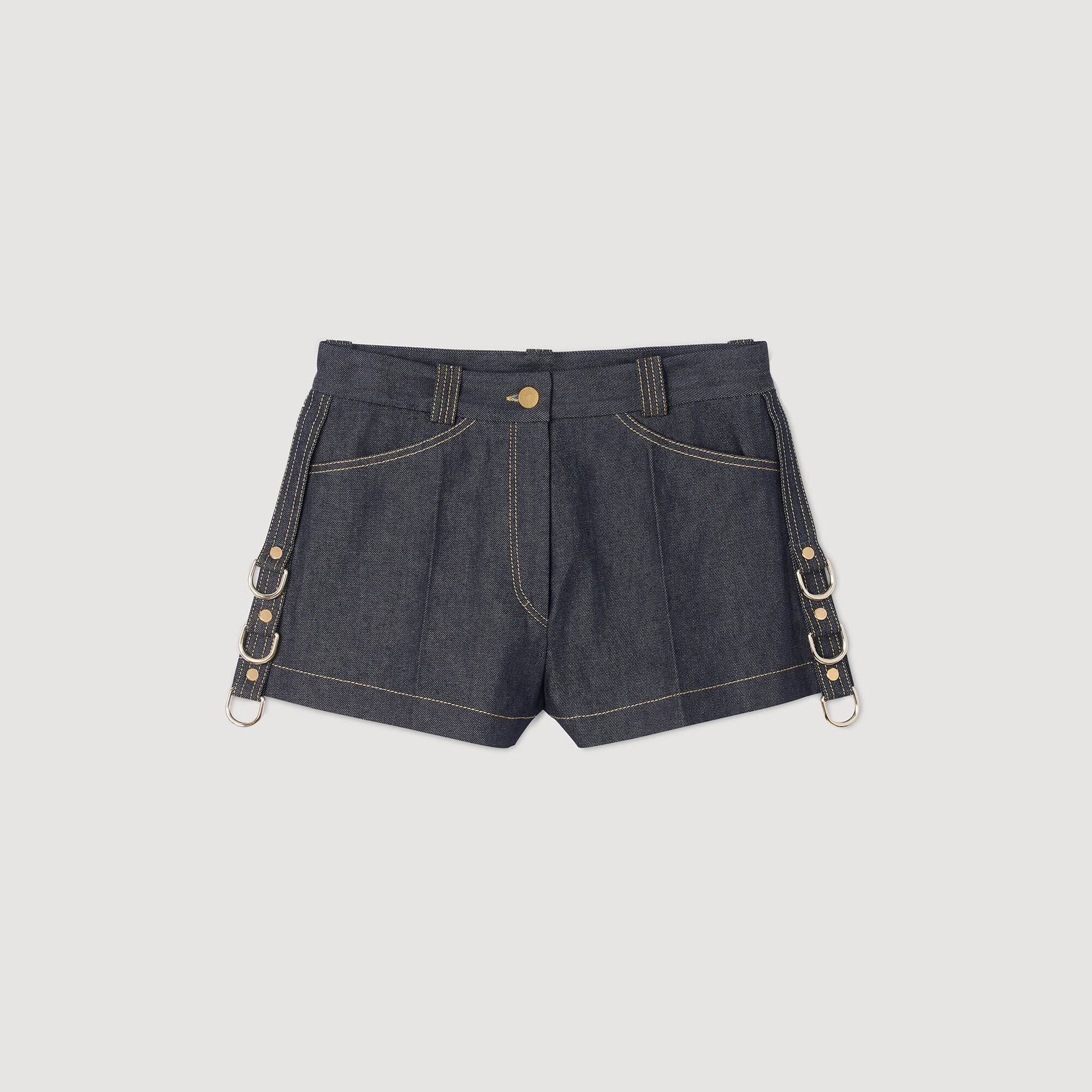 Denim belt loop shorts