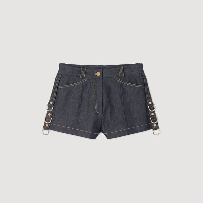 Denim belt loop shorts