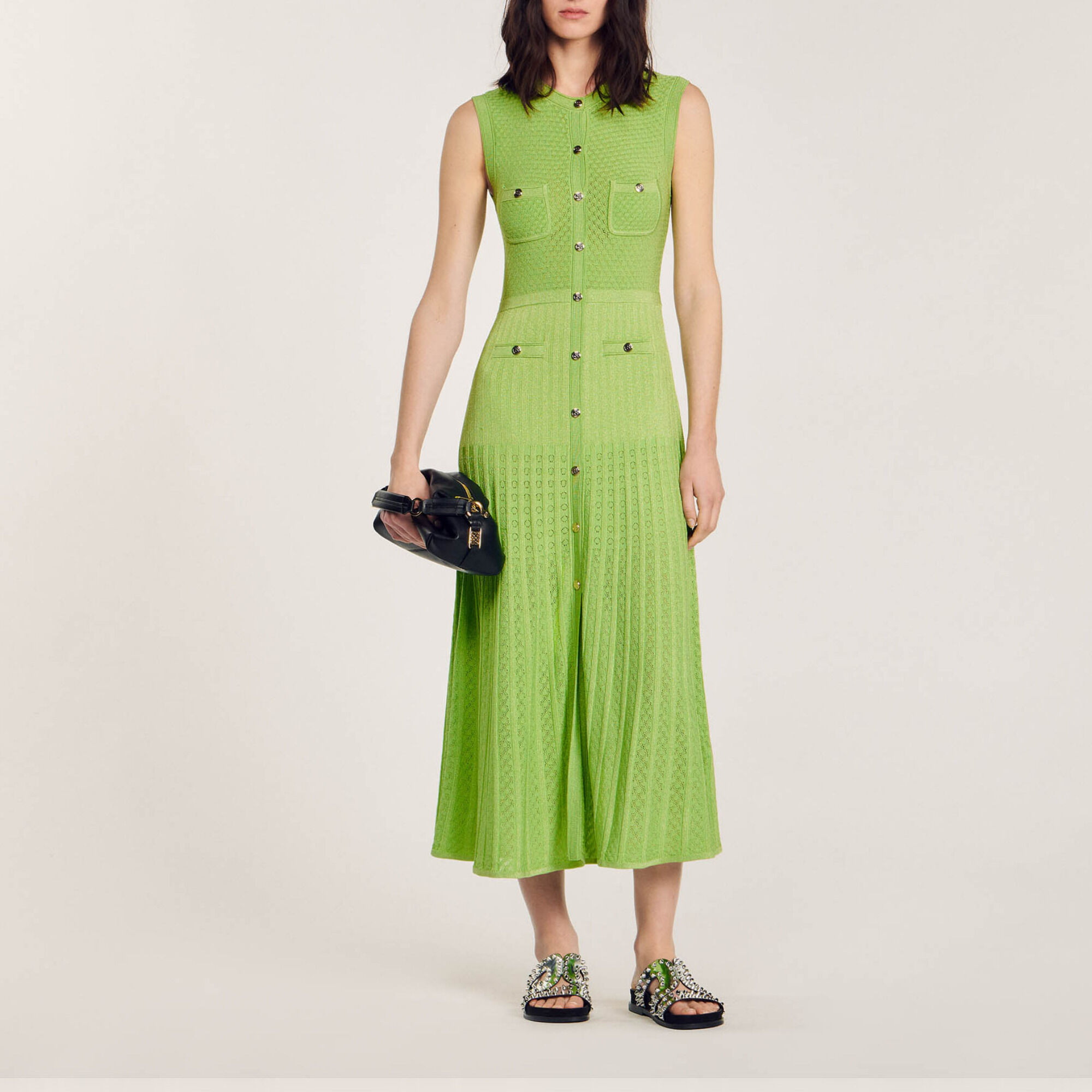 Knit midi dress green For Women Sandro Paris
