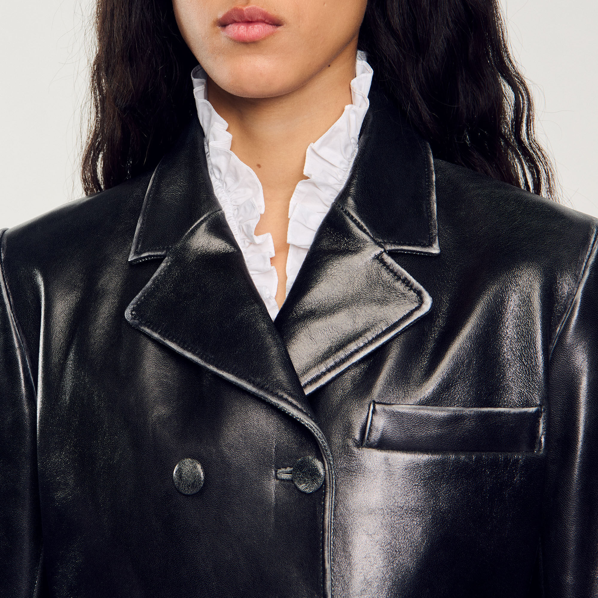 Cropped leather jacket