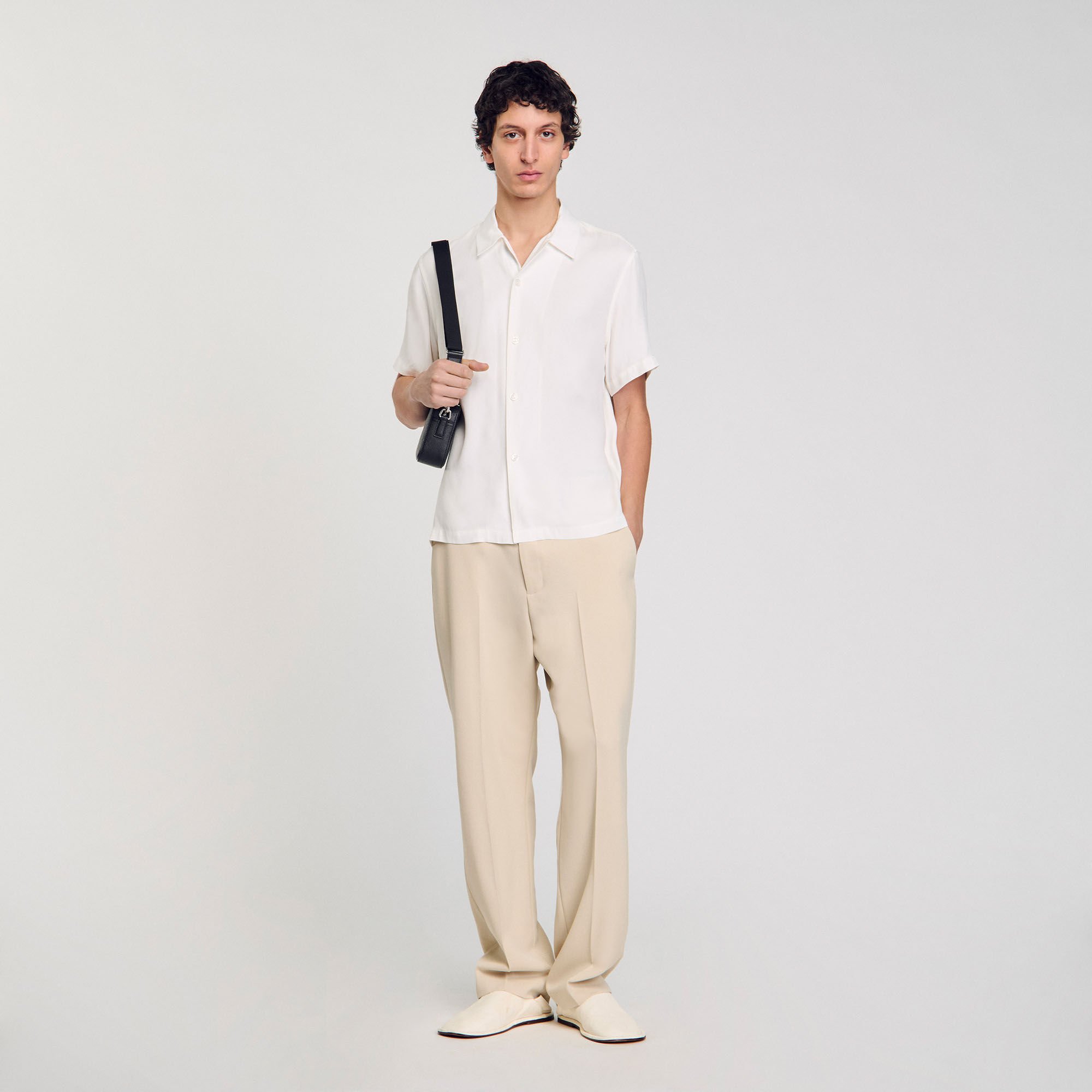 Shark collar shirt white / beige for Men | Sandro Paris