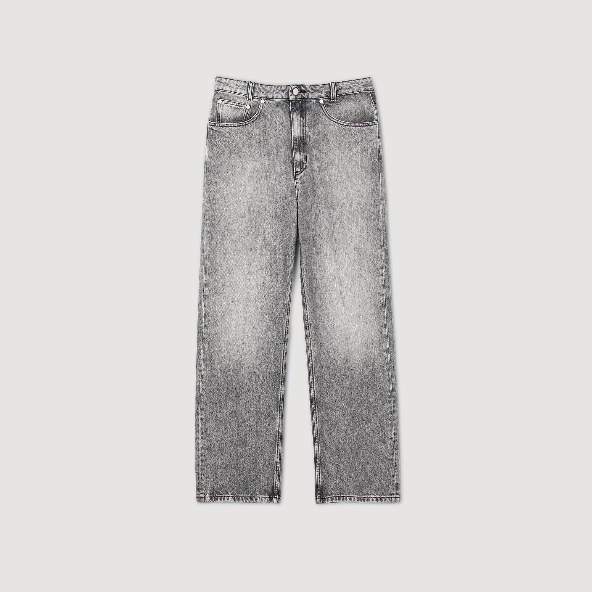 Low-waisted straight-leg jeans