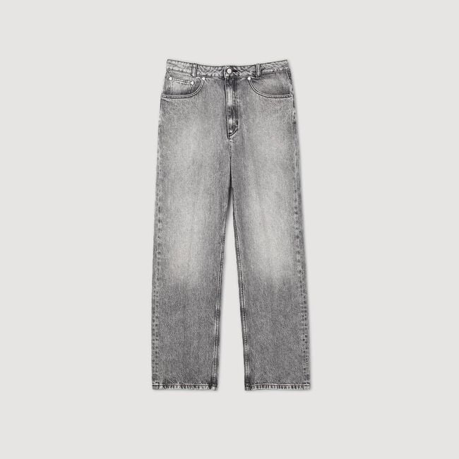 Low-waisted straight-leg jeans