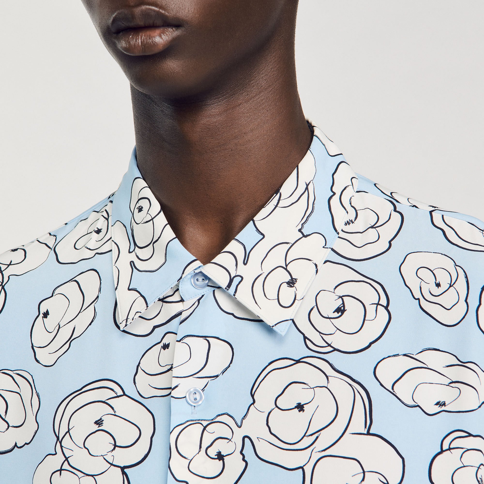 Camellia motif shirt