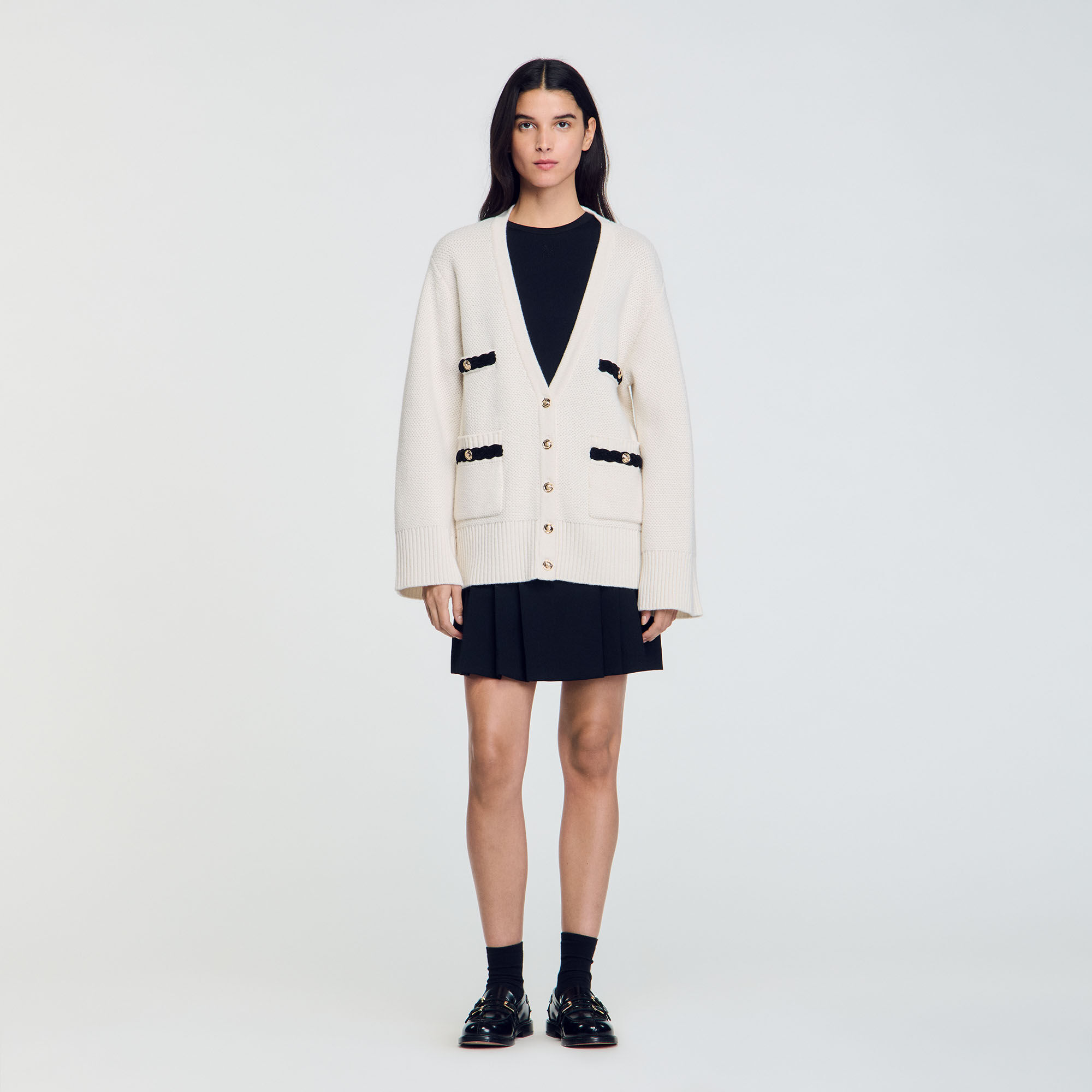 Sandro long cardigan with printed lining store