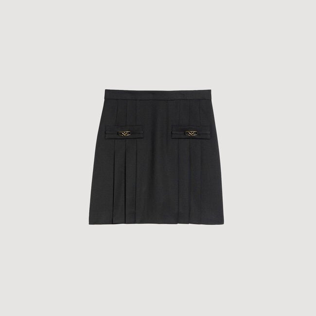 Mini skirt with stitched pleats