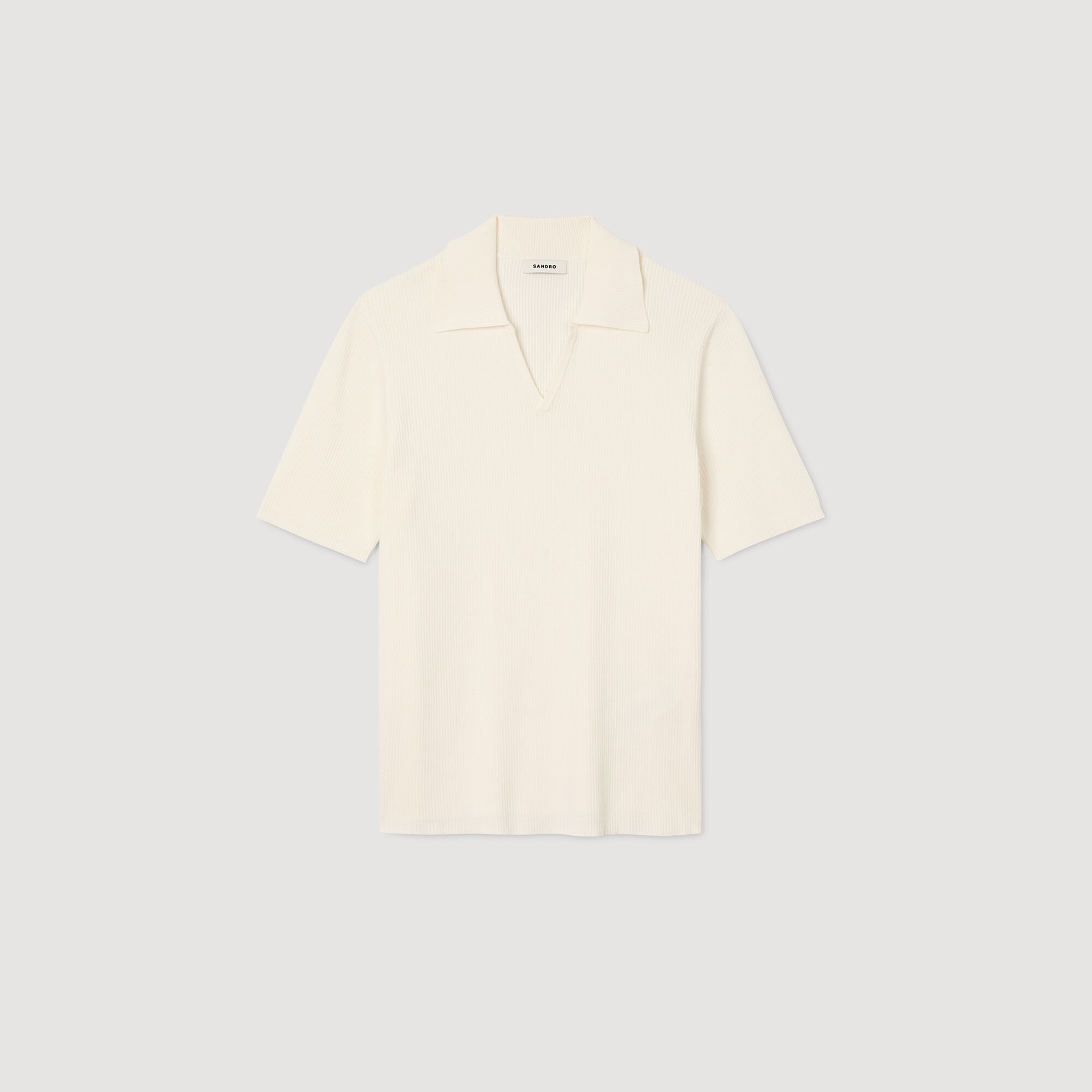 Rib knit polo shirt