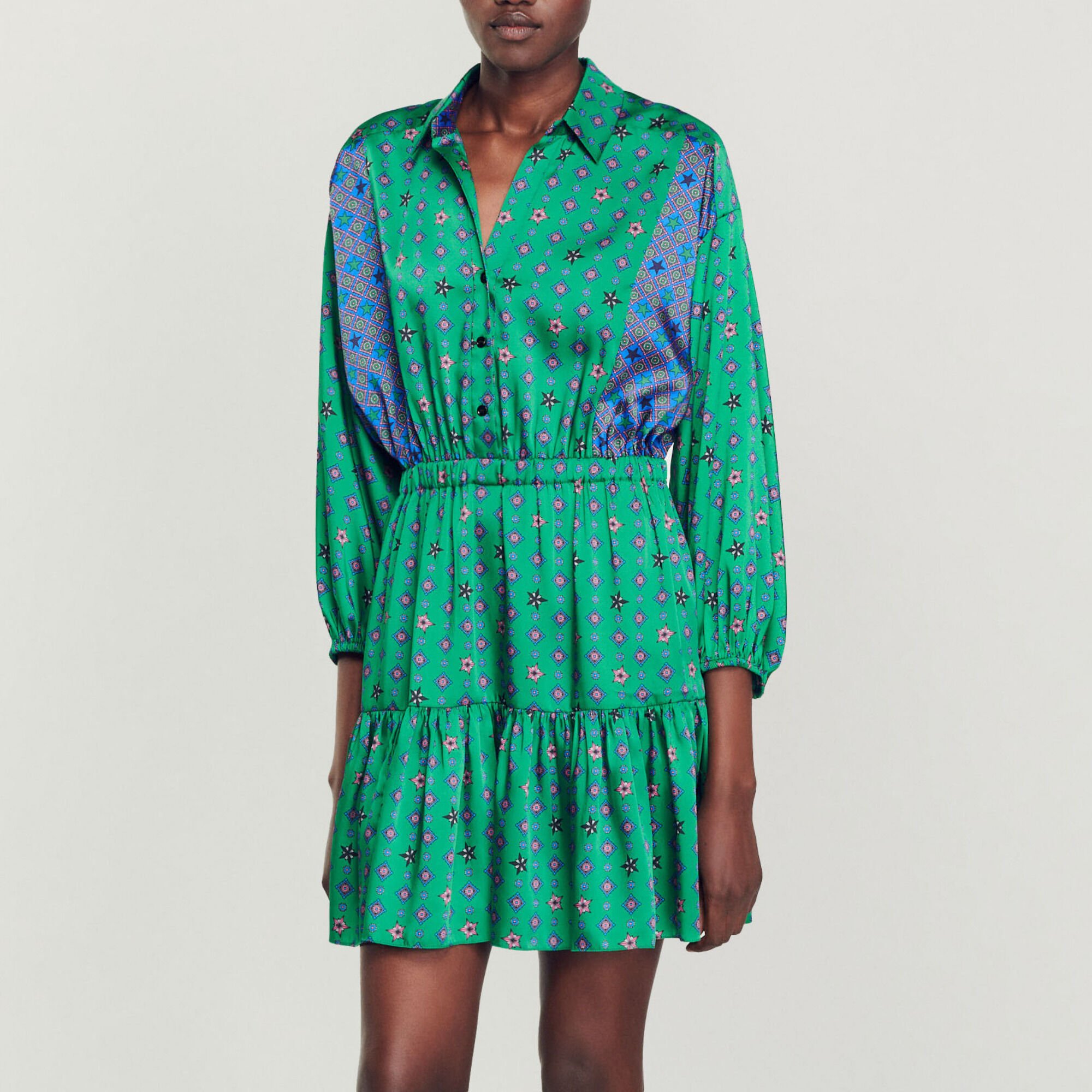 Printed shirt dress