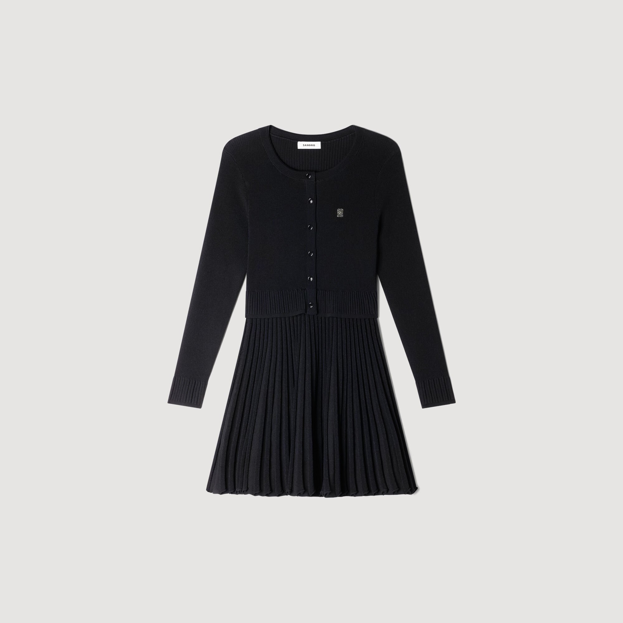 Pleated knit mini dress