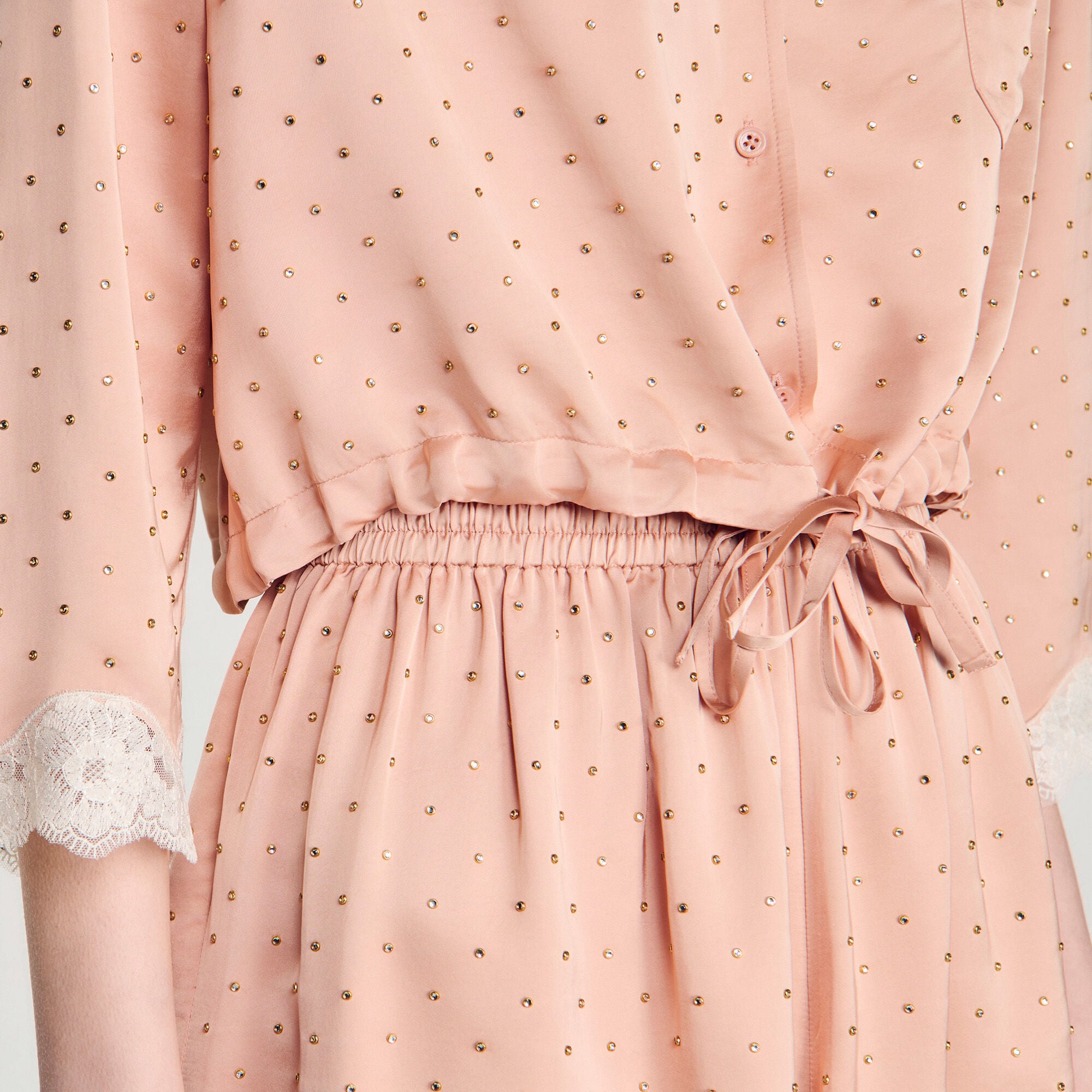 Shirt embellished with rhinestones