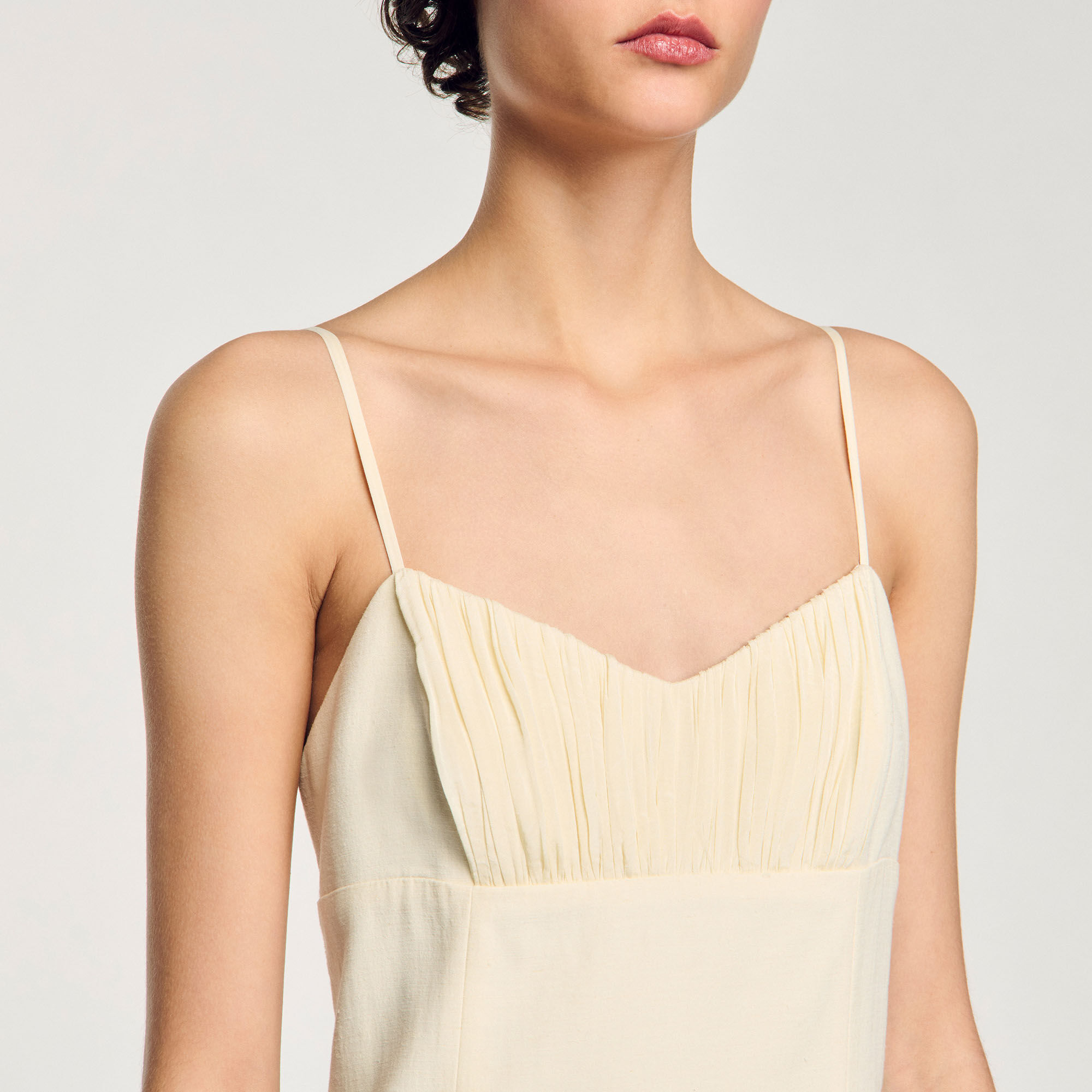 Pleated maxi dress white / beige For Women | Sandro Paris