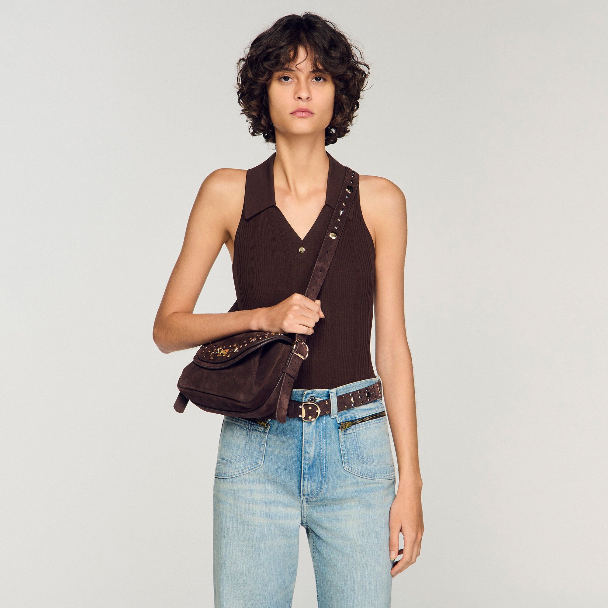 LE MAMBO JANYS studded suede bag