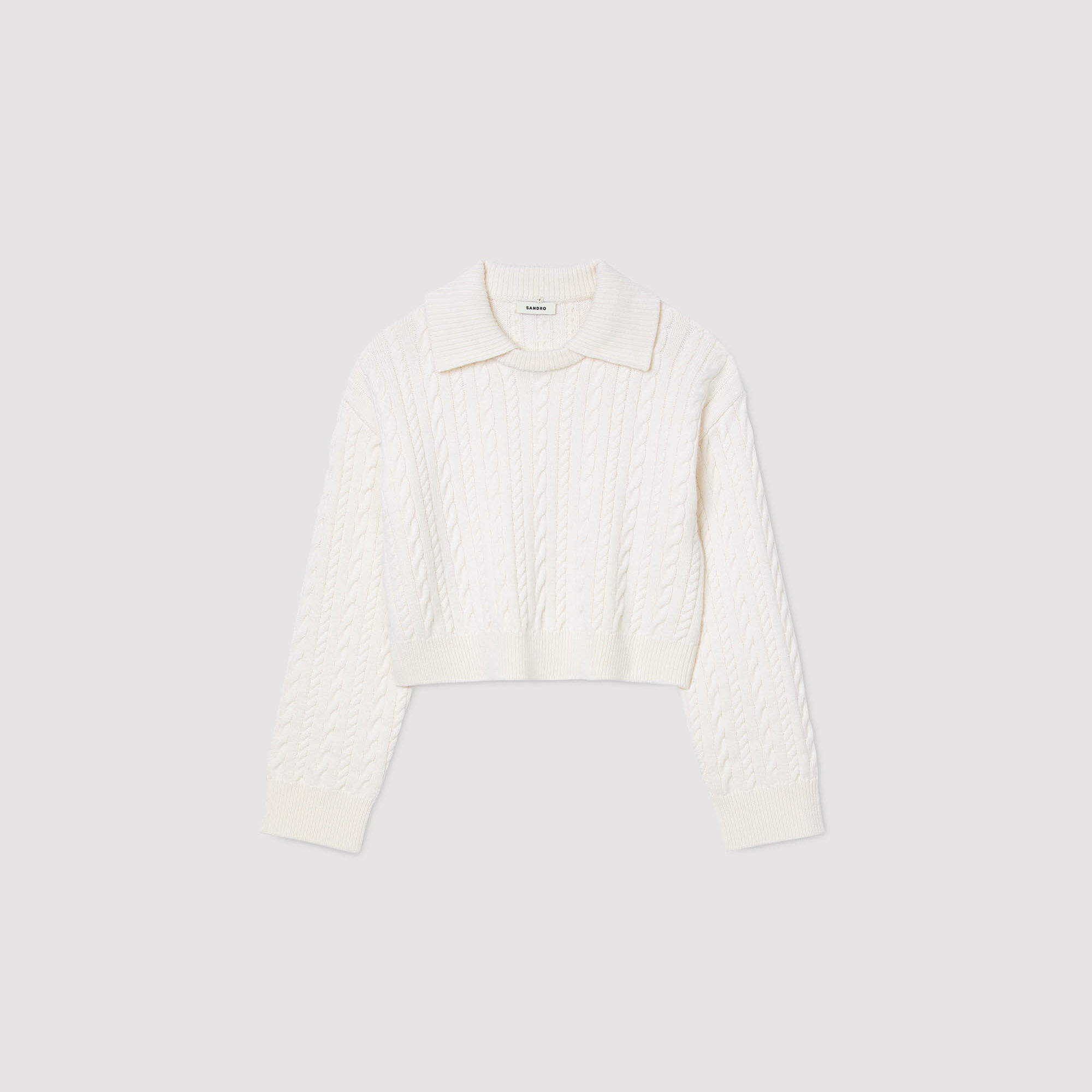 Sailor-neck sweater white / beige For Women | Sandro Paris