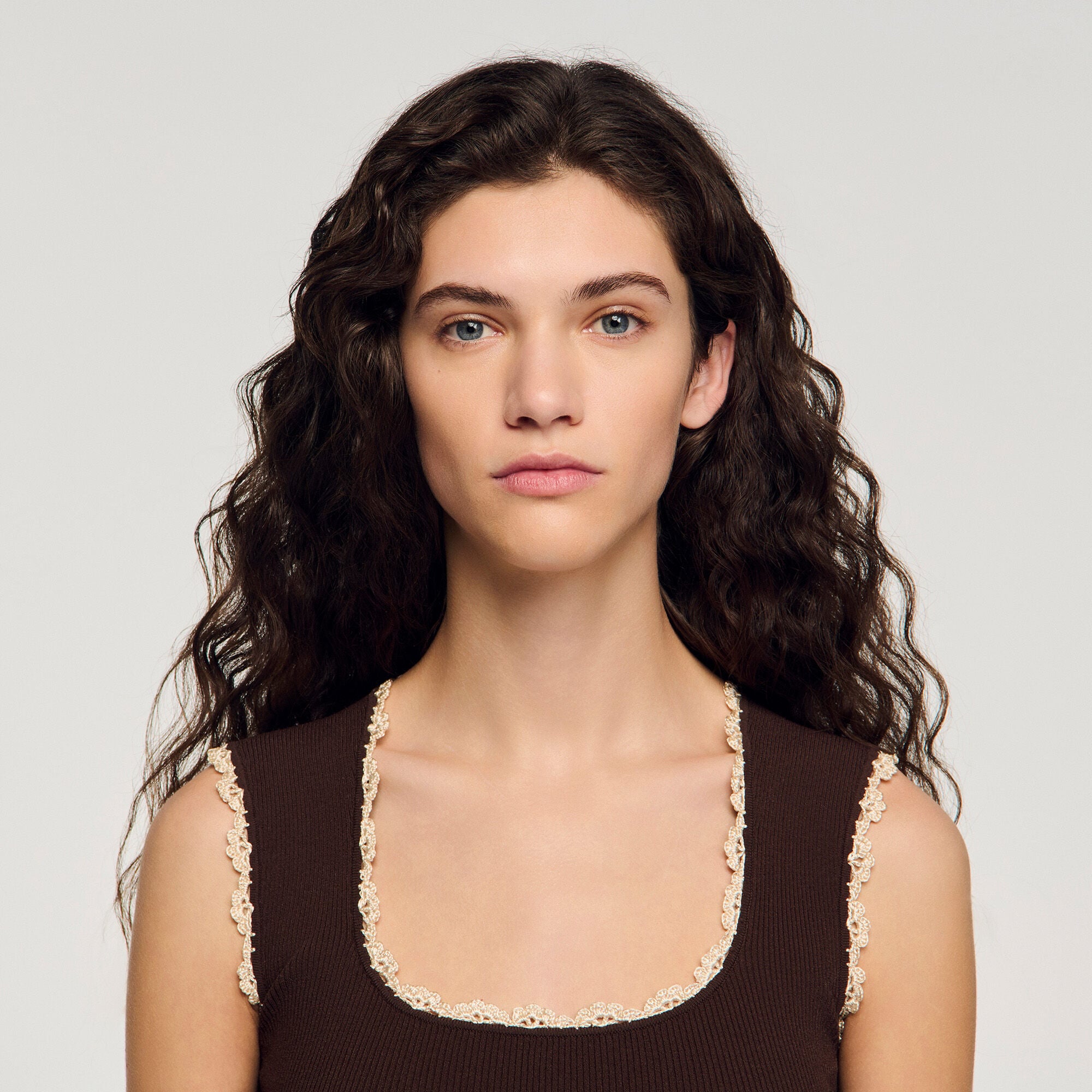 Crochet detail knit top