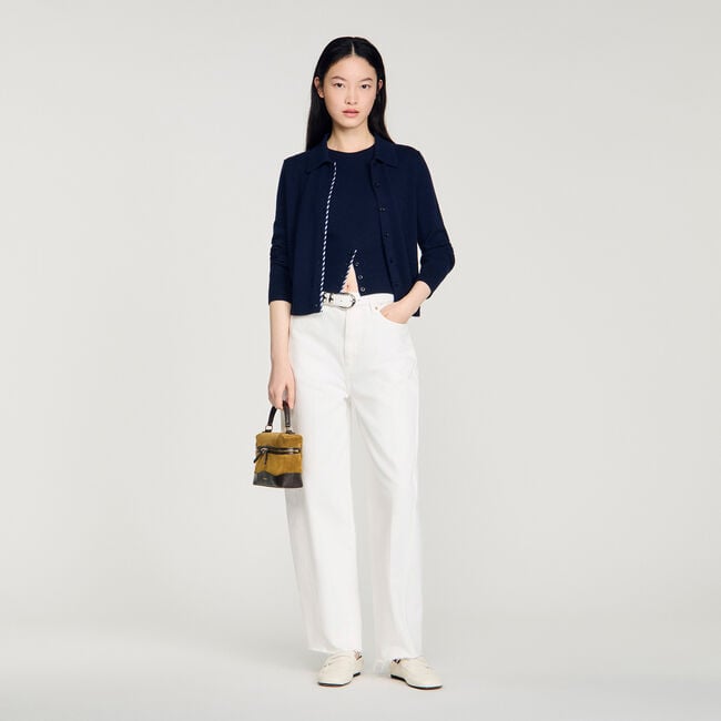 Striped wool and cashmere cardigan