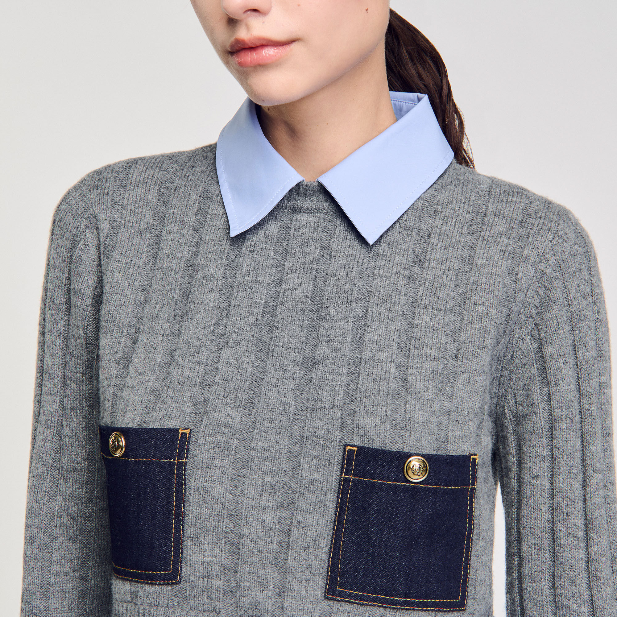 Cropped wool and cashmere sweater