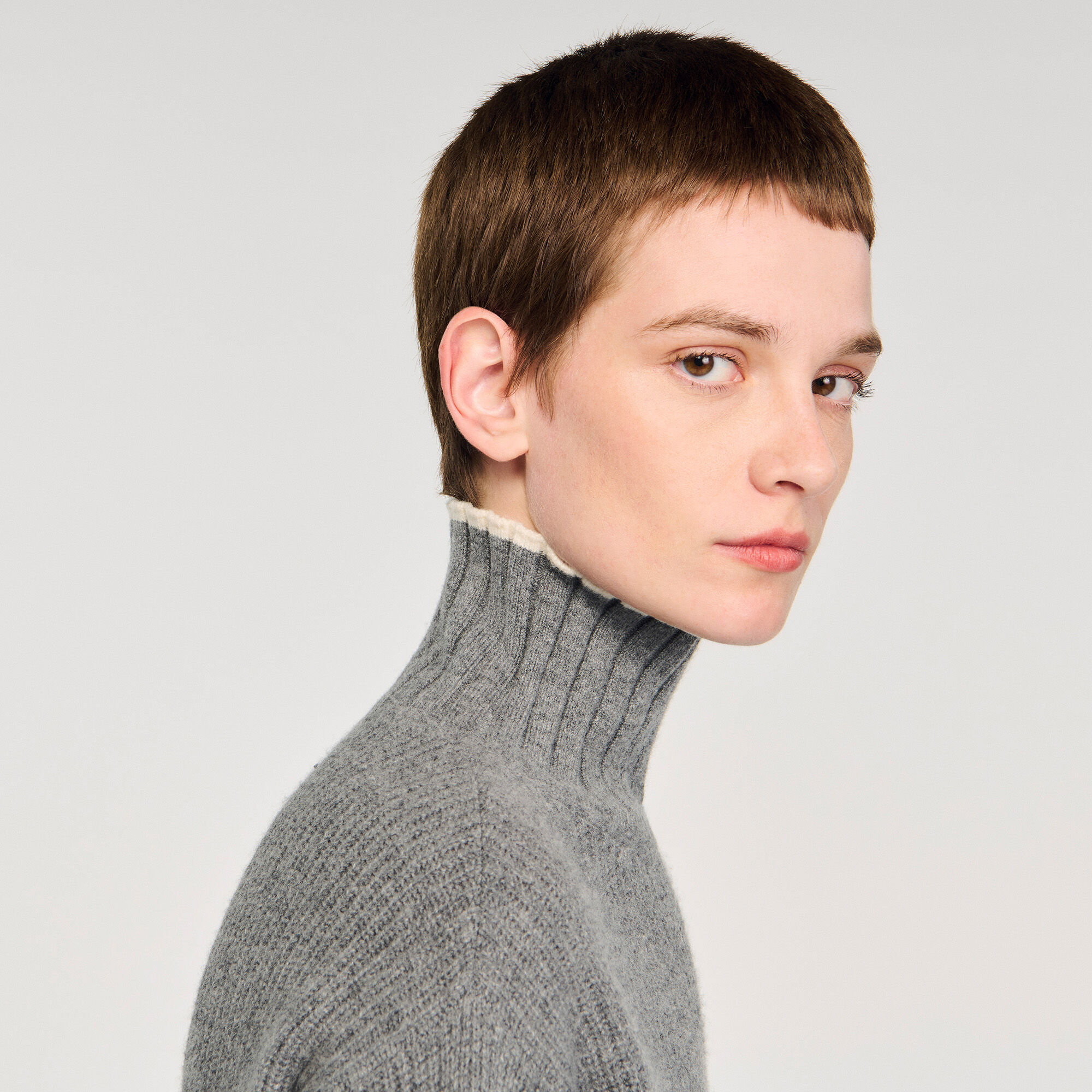 Turtleneck sweater in Grey for Women | Sandro Paris