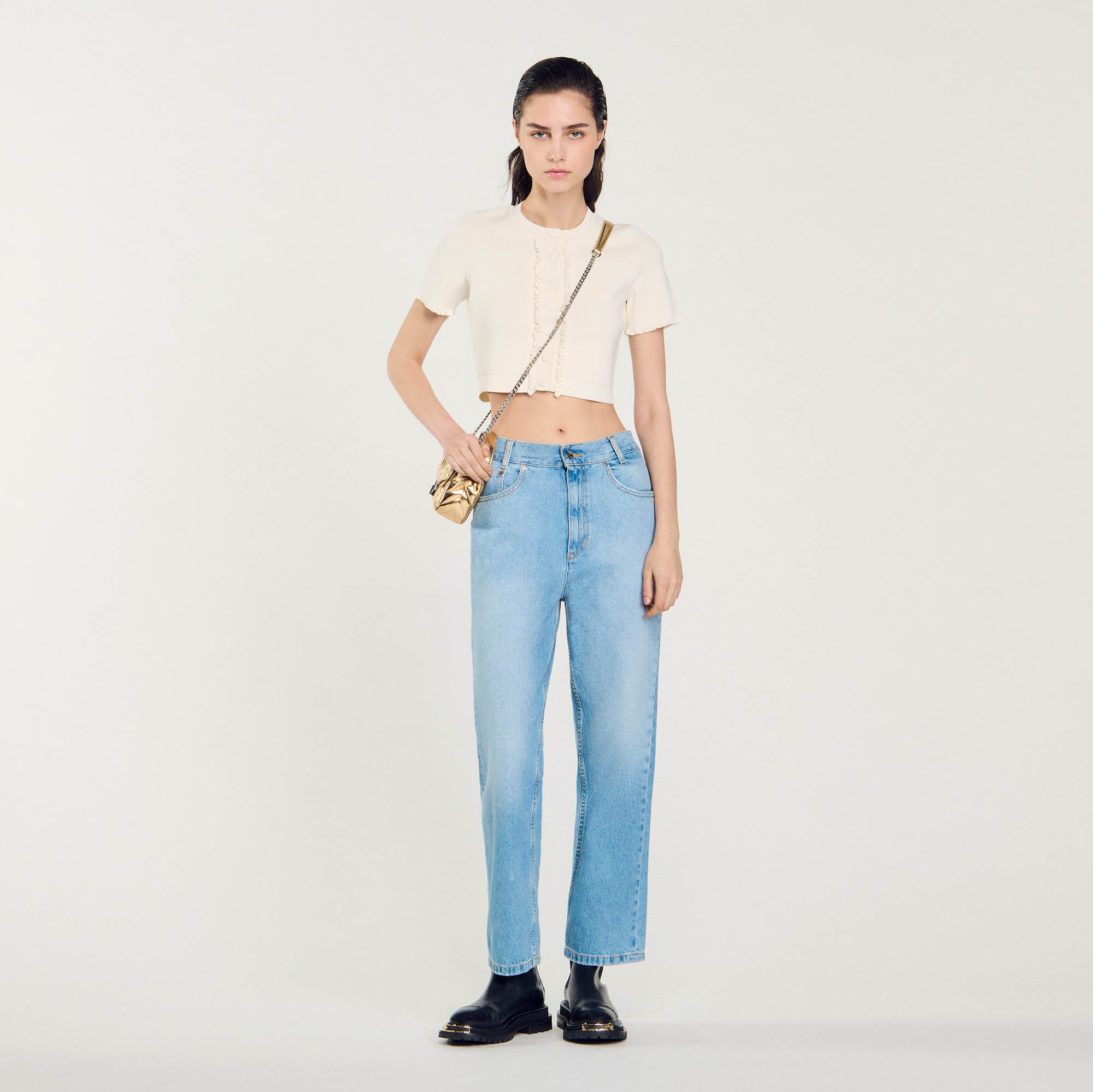 Low-rise straight-leg jeans