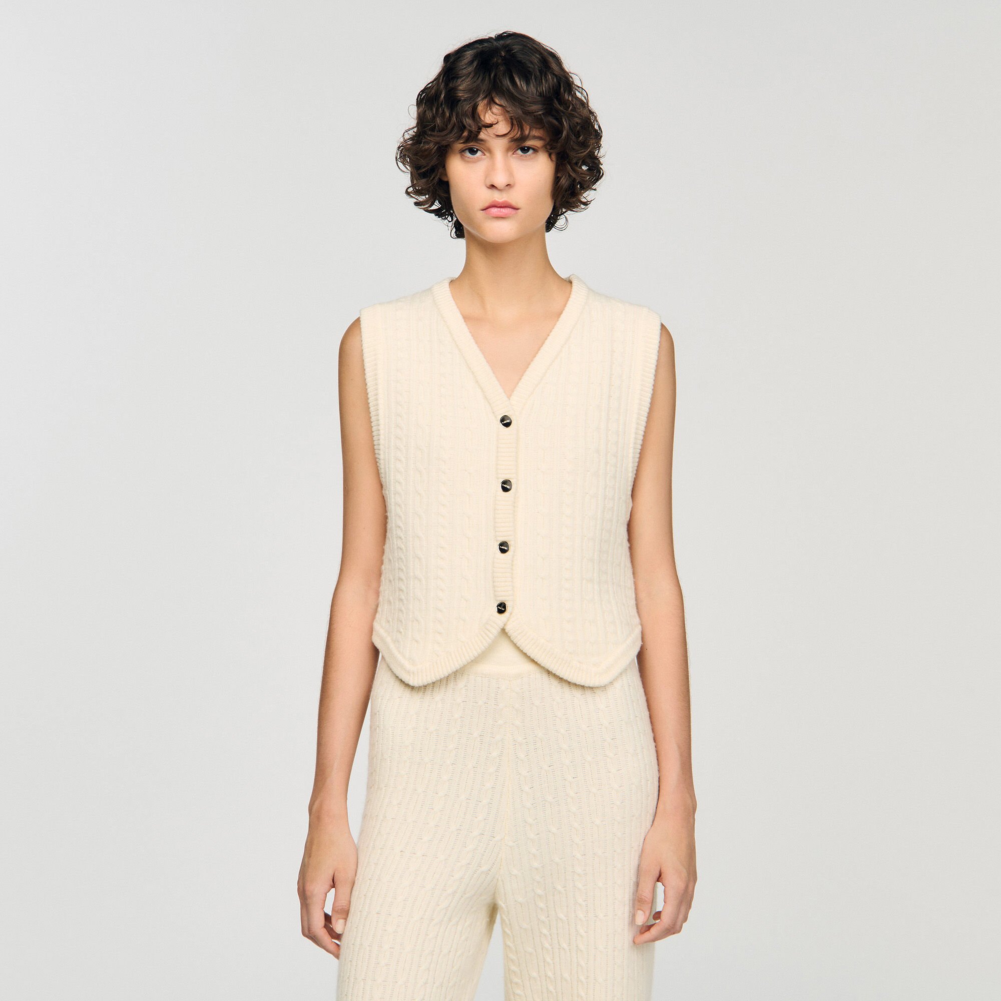 Cable knit vest