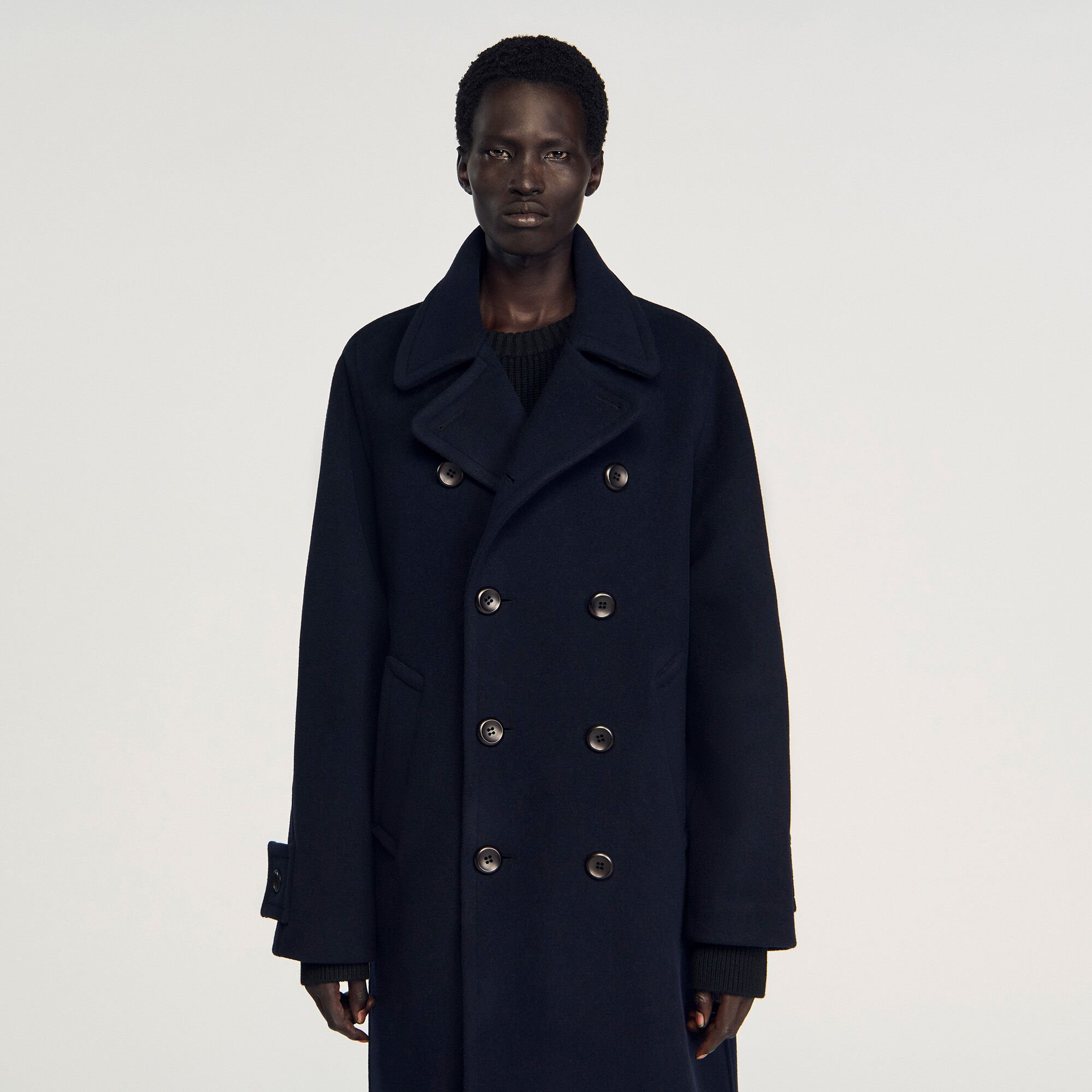 Manteau croisé laine col tailleur