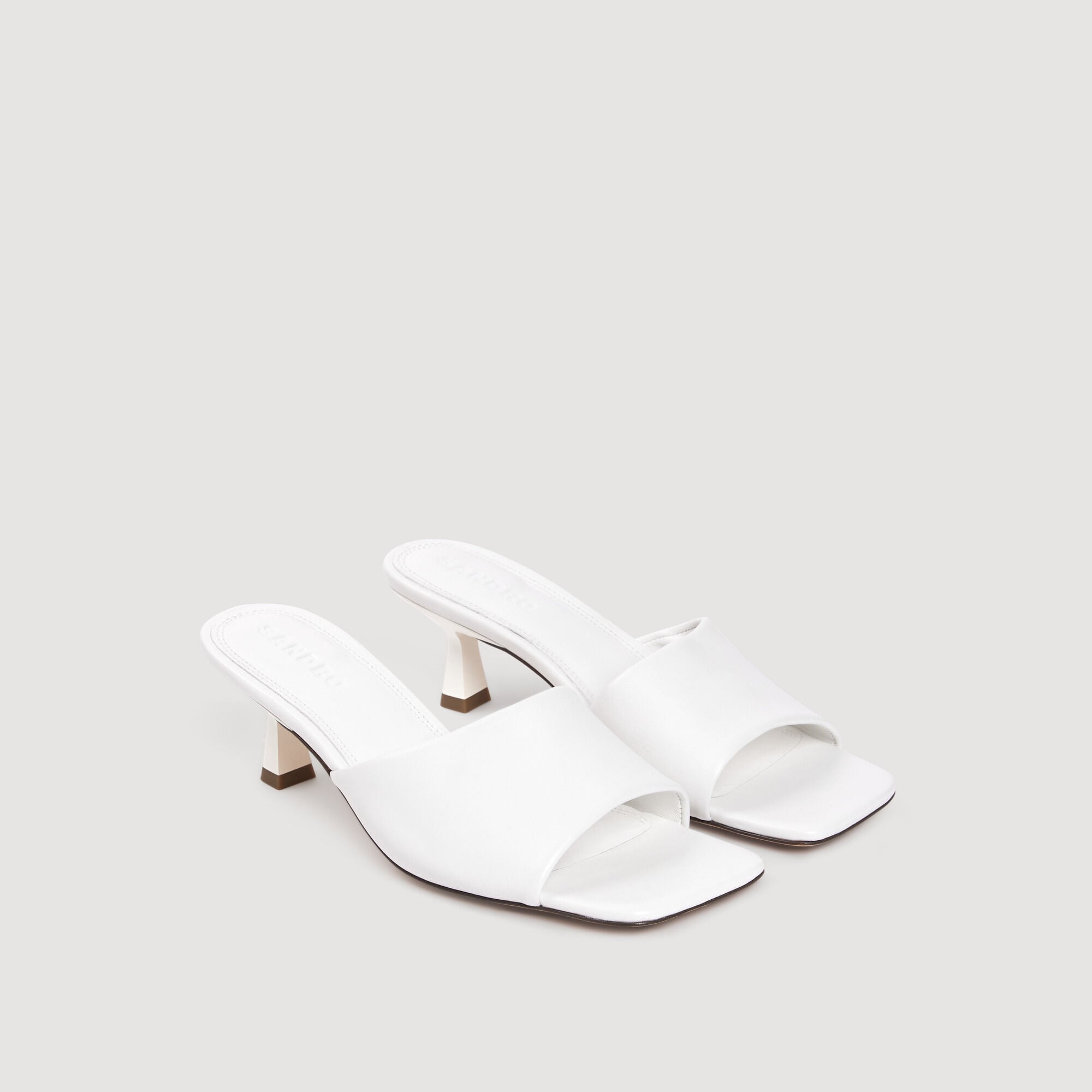 Smooth leather heeled mules