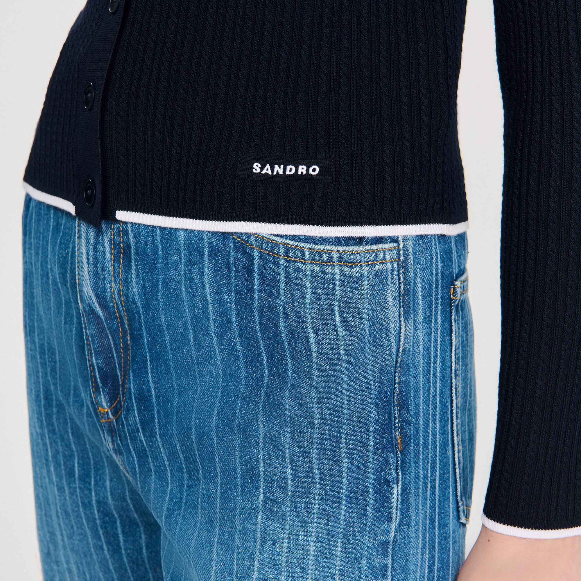 Cropped polo collar cardigan